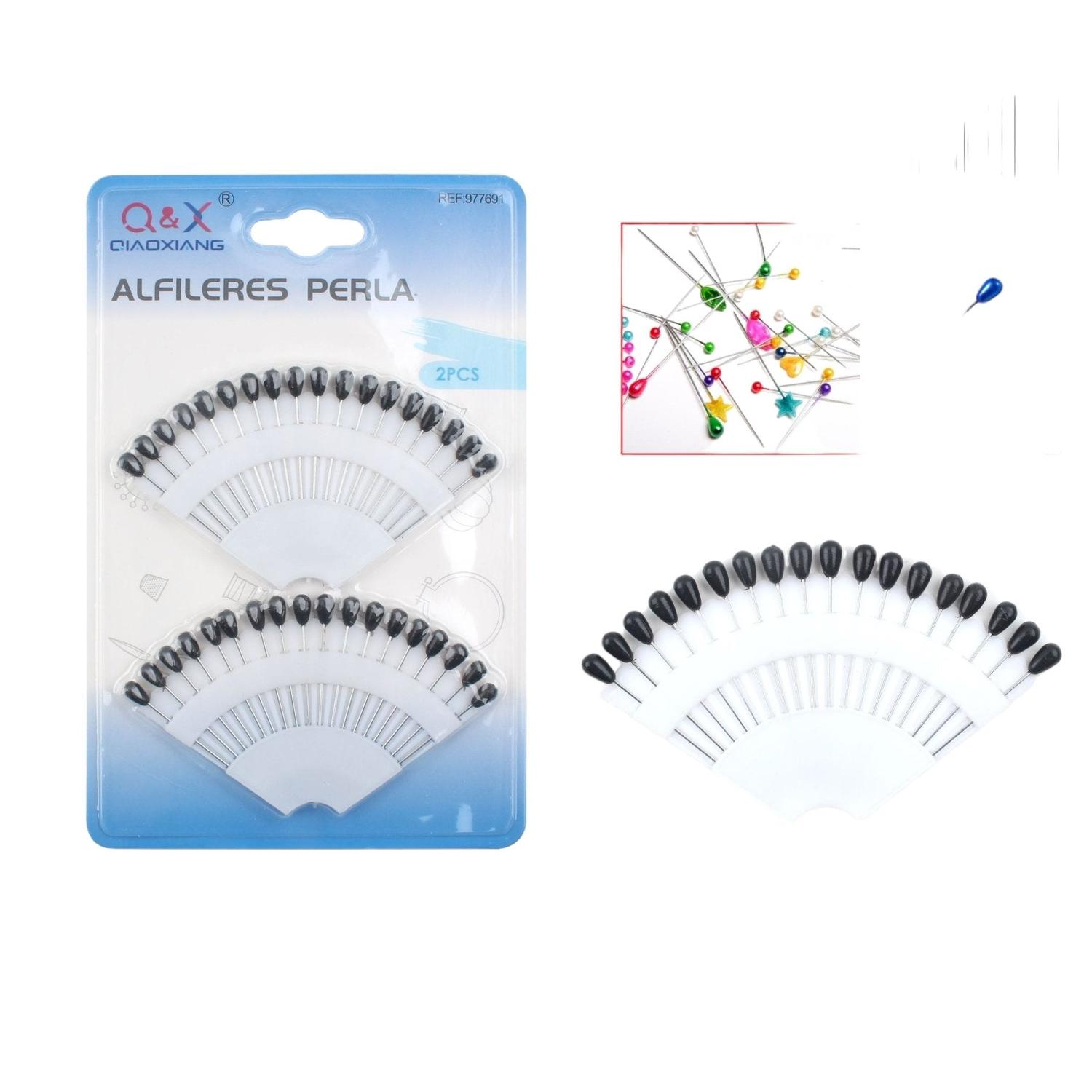 Alfileres Perla en Forma de Pera (Negro) | Set de 2 Unidades