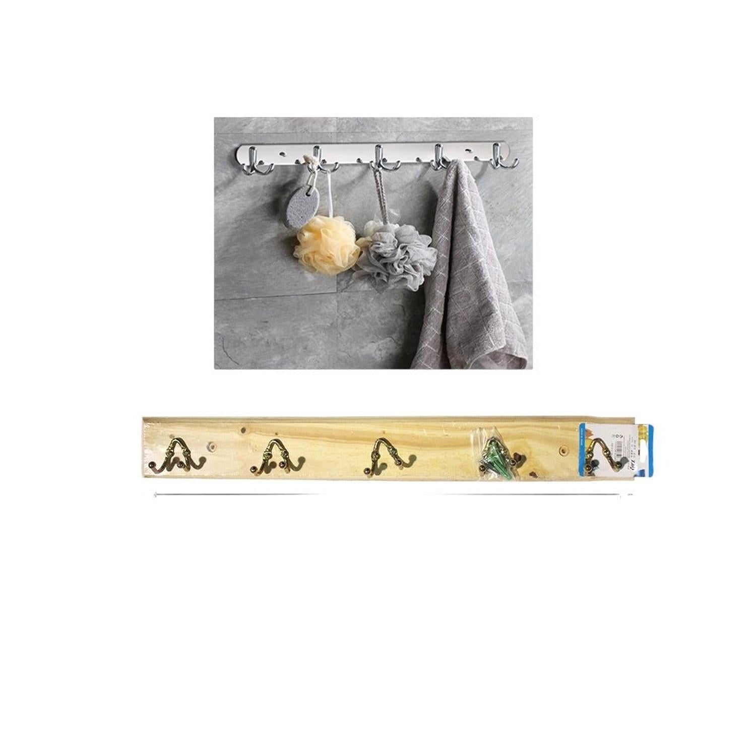 Perchero De Madera 5 Perchos Dobles