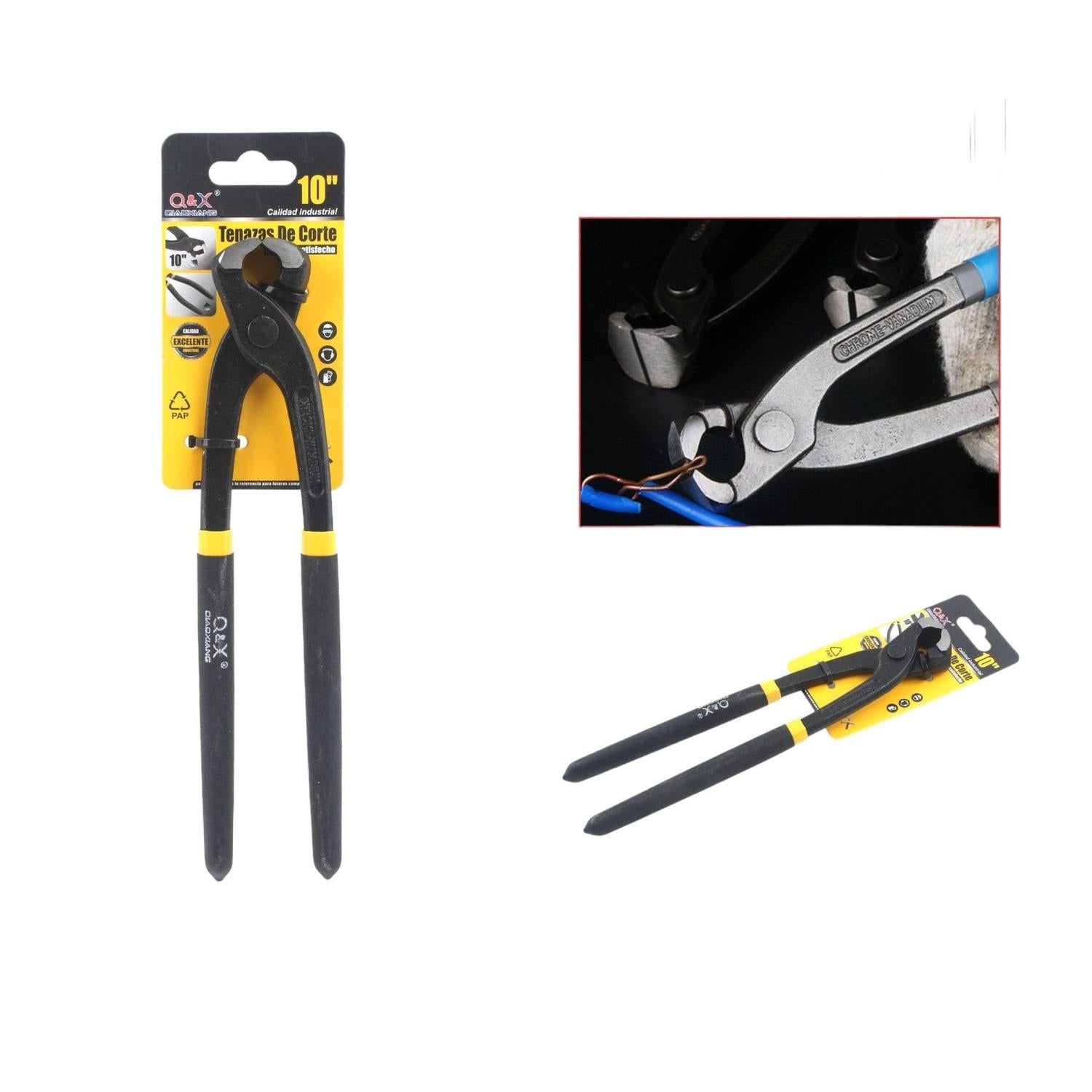 Alicates Para Sujetar Cables Pulidos Negros De 10 Pulgadas Mango De Pl¨¢stico Ba?ado En Dos Colores