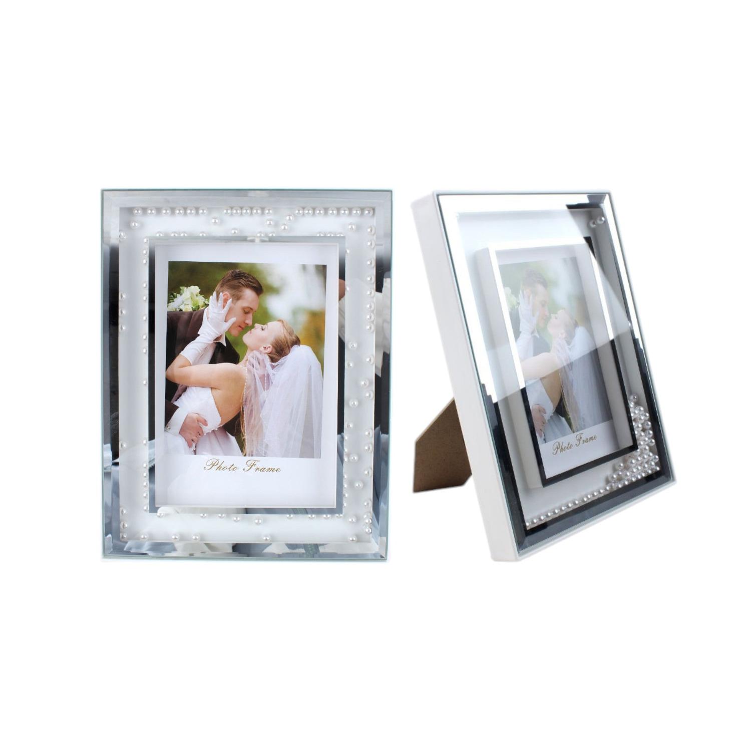 Marco de fotos grande con perlas flotantes sin iluminación, 26 × 31 cm