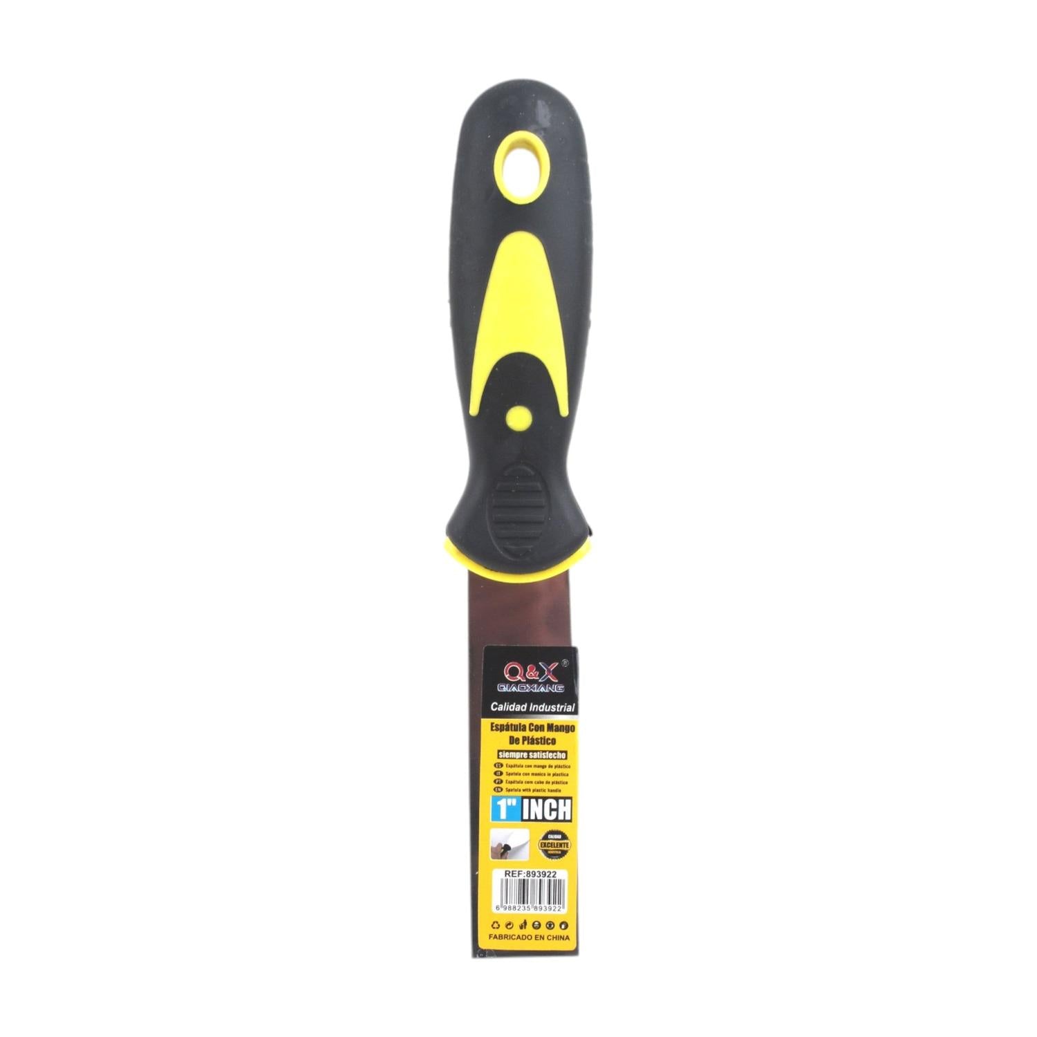 Espátula con mango de plástico amarillo y negro 0.7 mm 1Pulgada