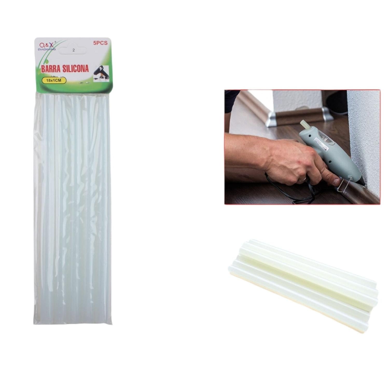 Barra de Silicona Transparente Grueso 5u 18x1,0cm