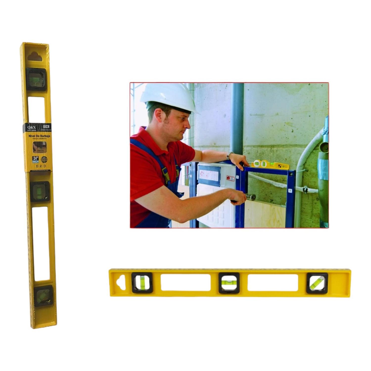 Nivel de Burbuja Plástico Amarillo 60 cm (24) 3 Viales