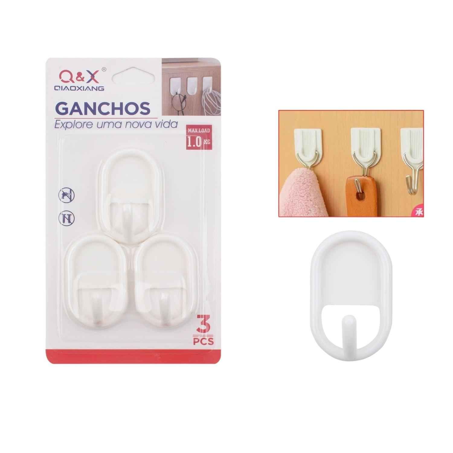 M-10985-N Gancho Adhesivo Ovalado Rectangular Mediano X3