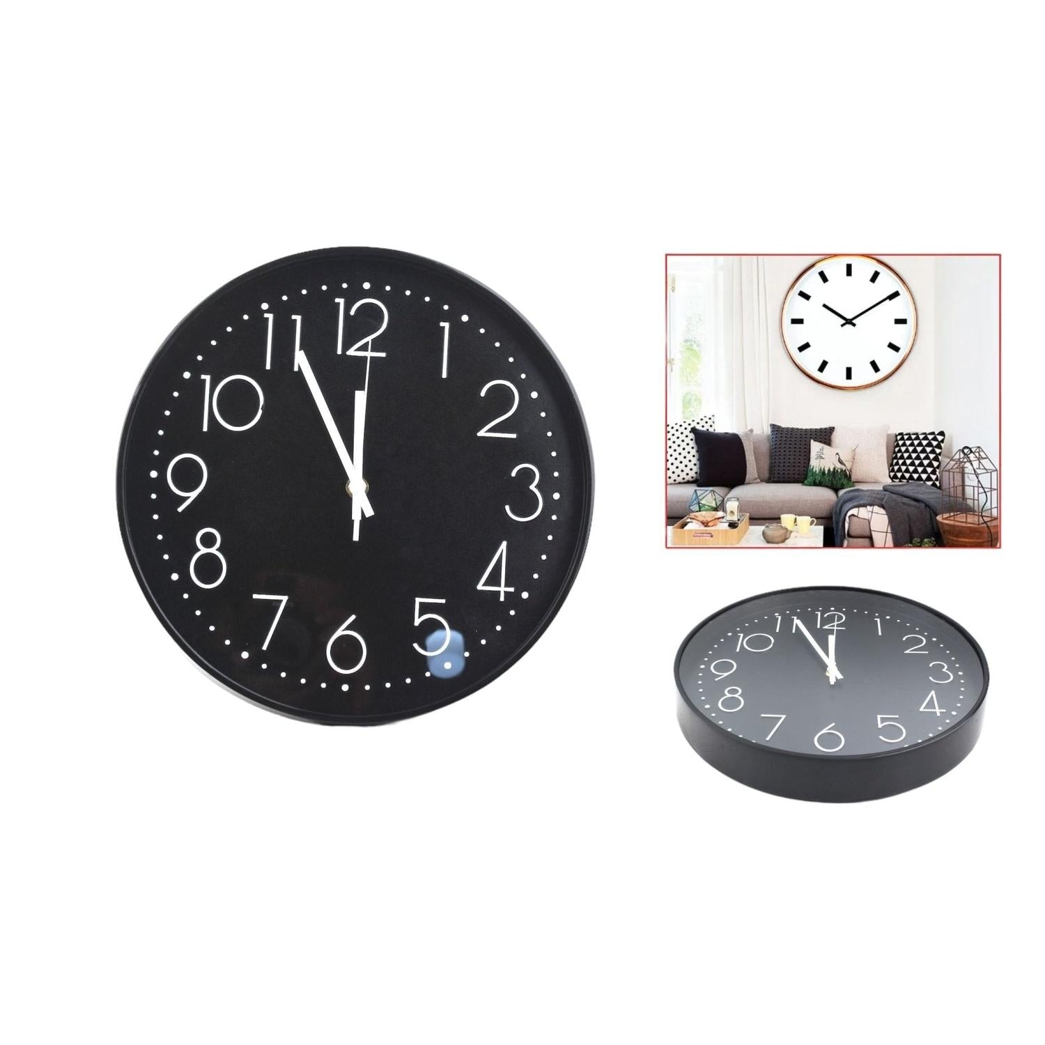 Reloj De Pared 30 Cm Borde Blanco O Negro