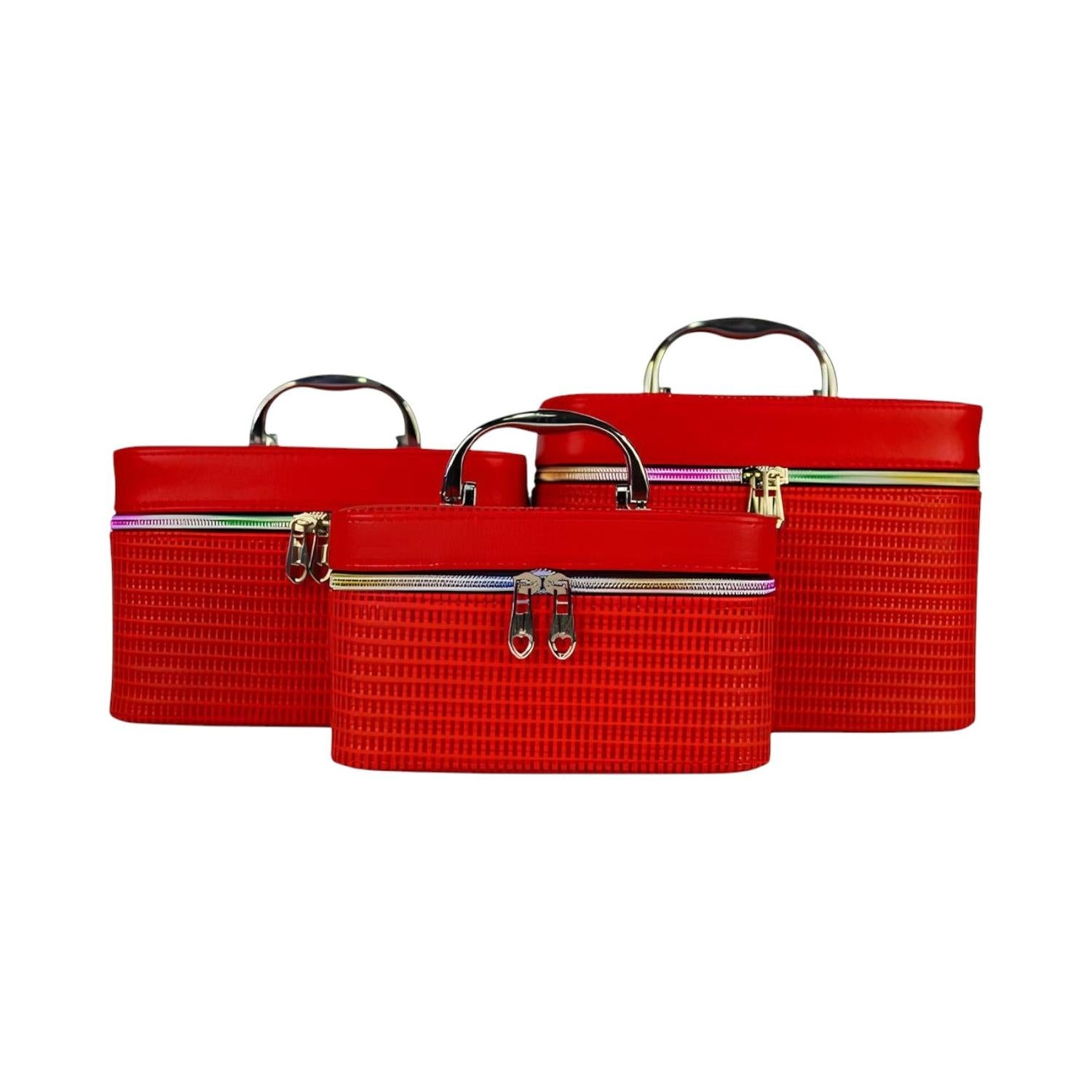 Estuches para artículos de maquillaje textura mimbre