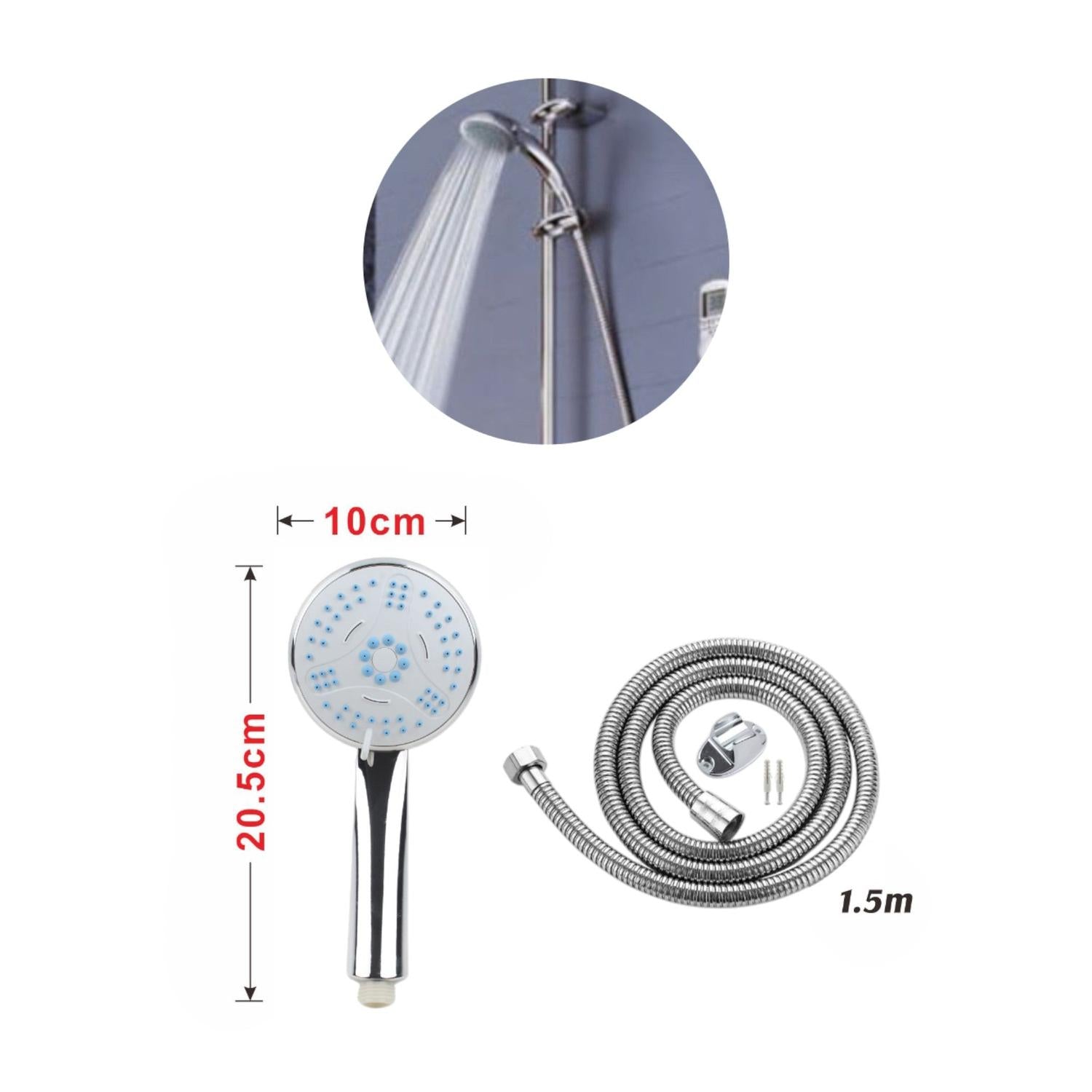 Juego de rociador de ducha con tubería de agua de 1,5 m