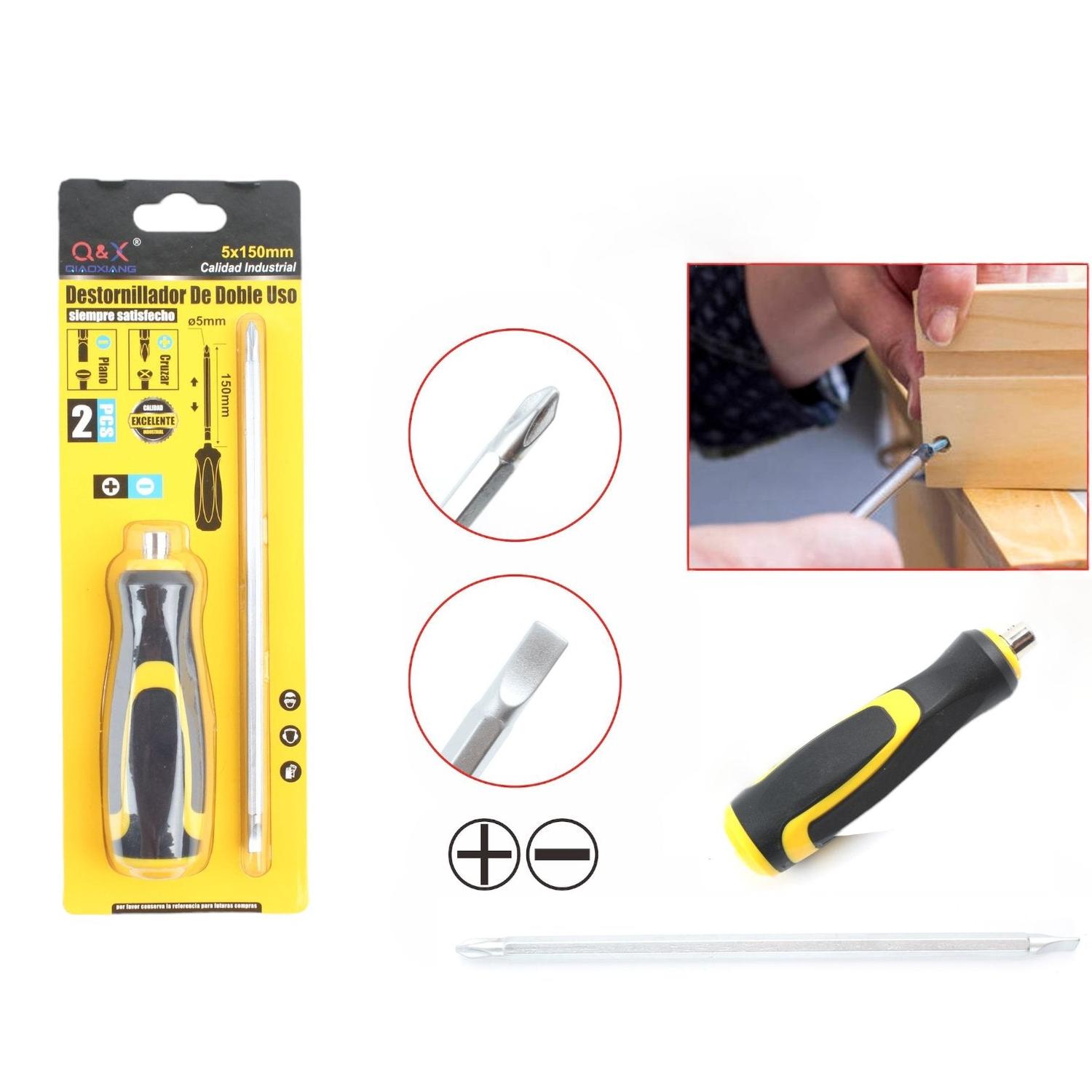 Destornillador De Doble Uso Con Mango Amarillo Y Negro 5Mm*150Mm