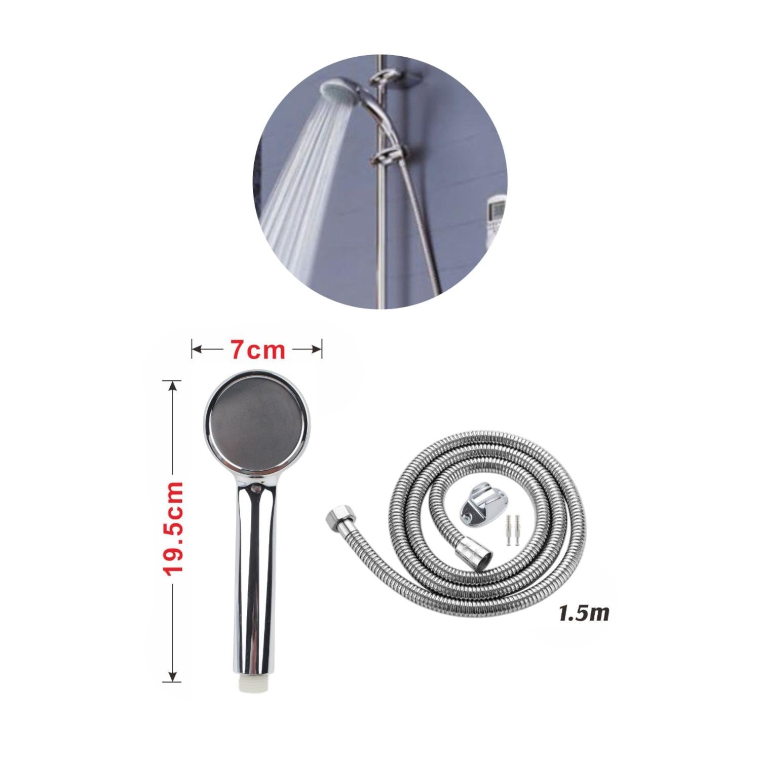 Juego de rociador de ducha con tubería de agua de 1,5 m
