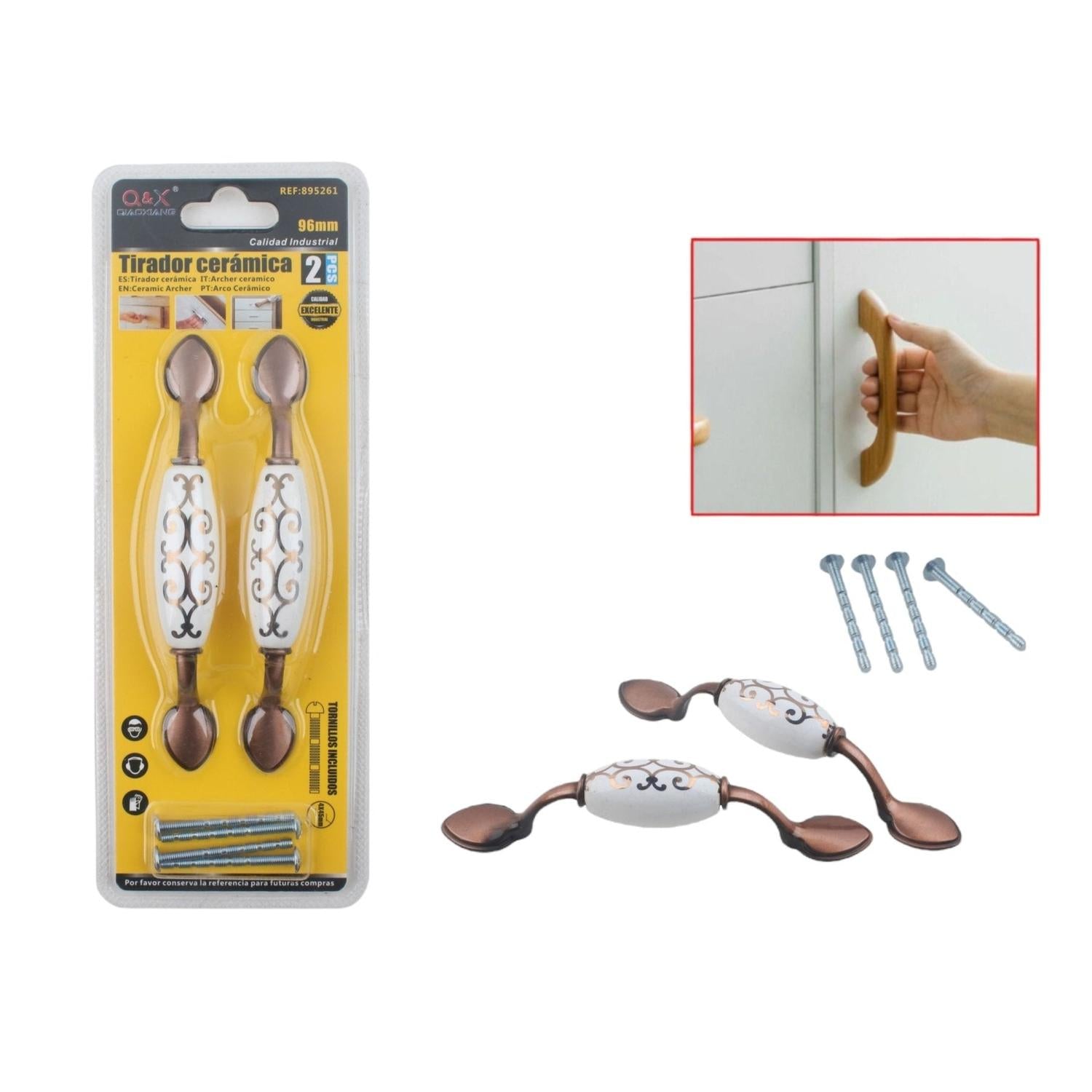 Mango De Cerámica De Estilo Europeo De 96 Mm, Color Rojo Antiguo