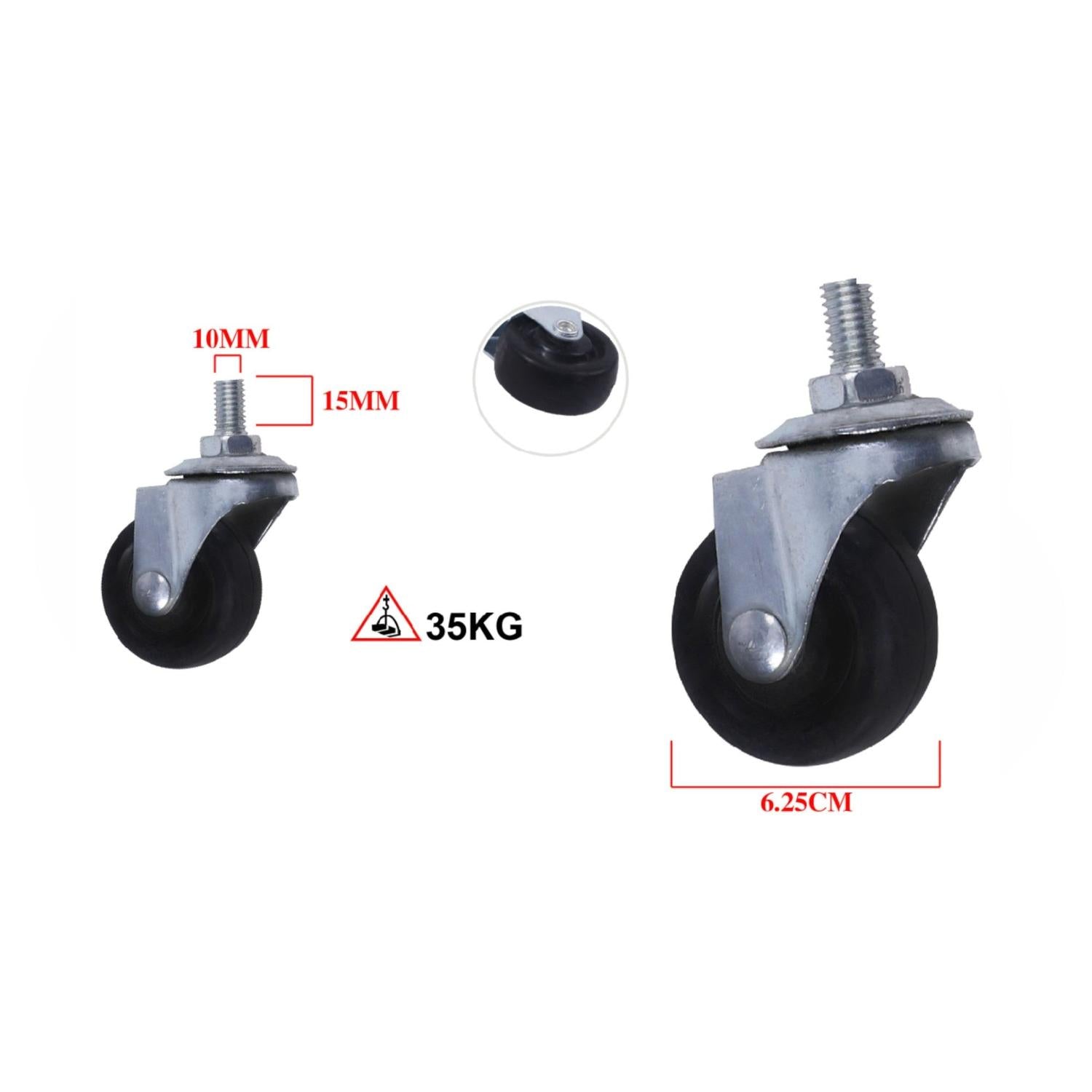 Rueda giratoria de goma industrial de 2.5 pulgadas con vástago