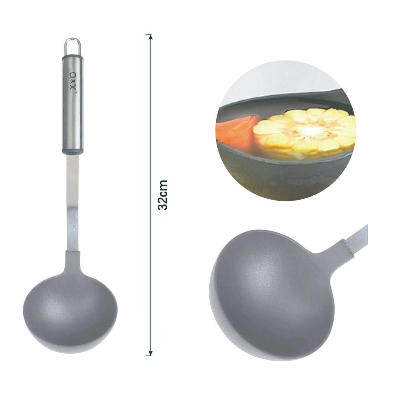 TXM-W06 Cucharon de sopa de nylon con mango ovalado 32X9CM