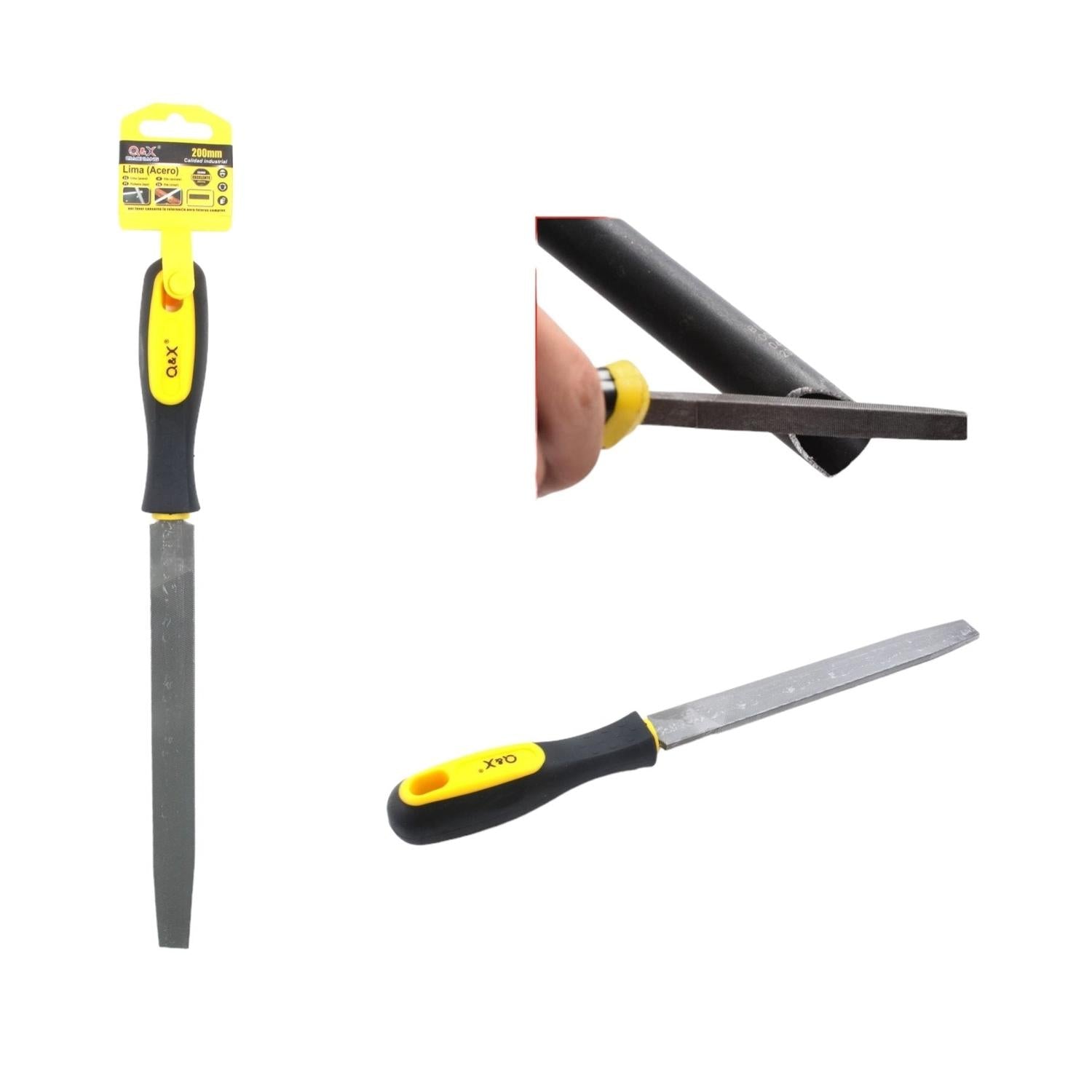 Lima De Acero Plana Con Mango Bicolor De 8 Pulgadas