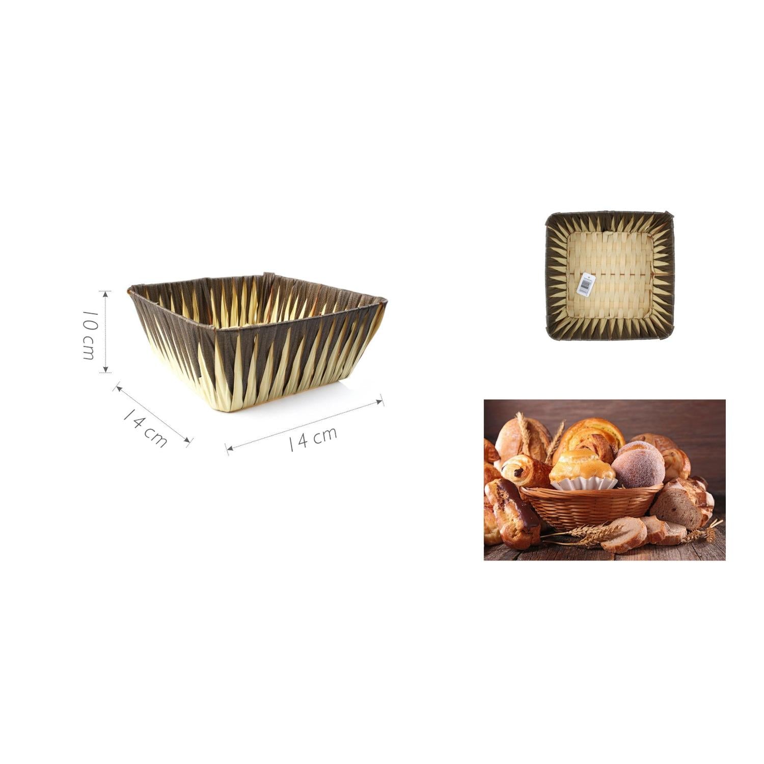 Cesta de mimbre para pan 14 x 14 x 10 cm