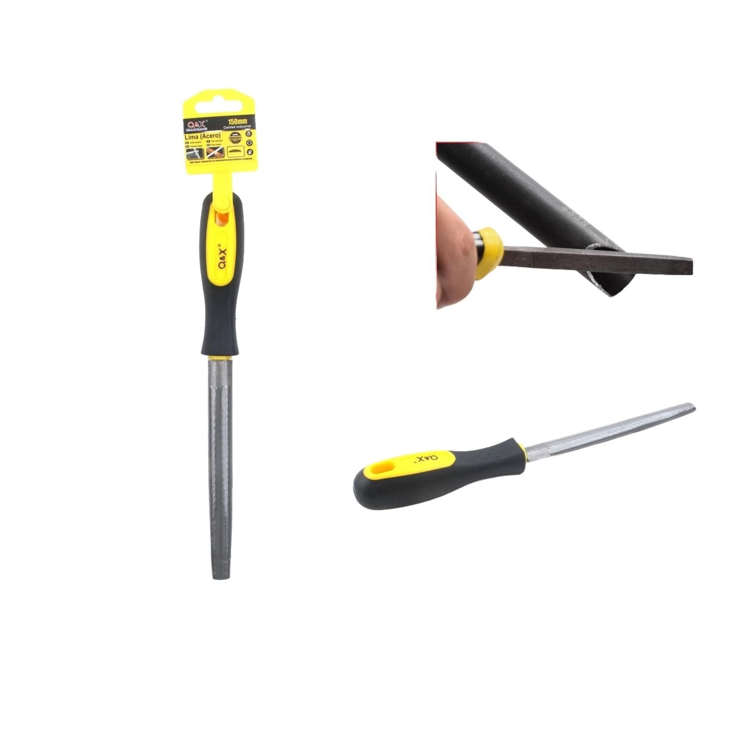 Lima De Acero Semicircular Con Mango De Doble Color De 6 Pulgadas