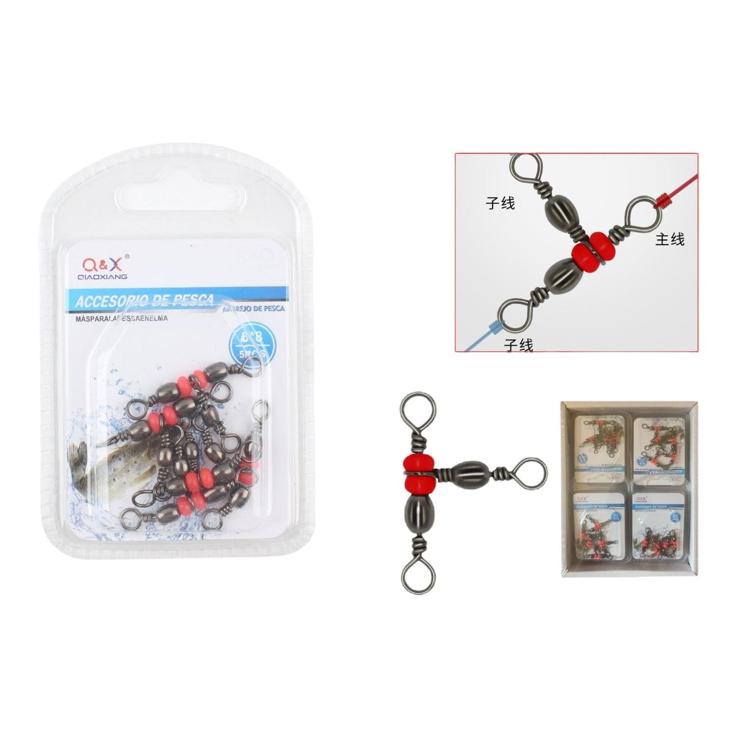 (Accesorios Para Aparejos De Pesca) Negro Japon¨¦s Nuevo De Tres Puntas 6*8 Tama?o 5 Uds