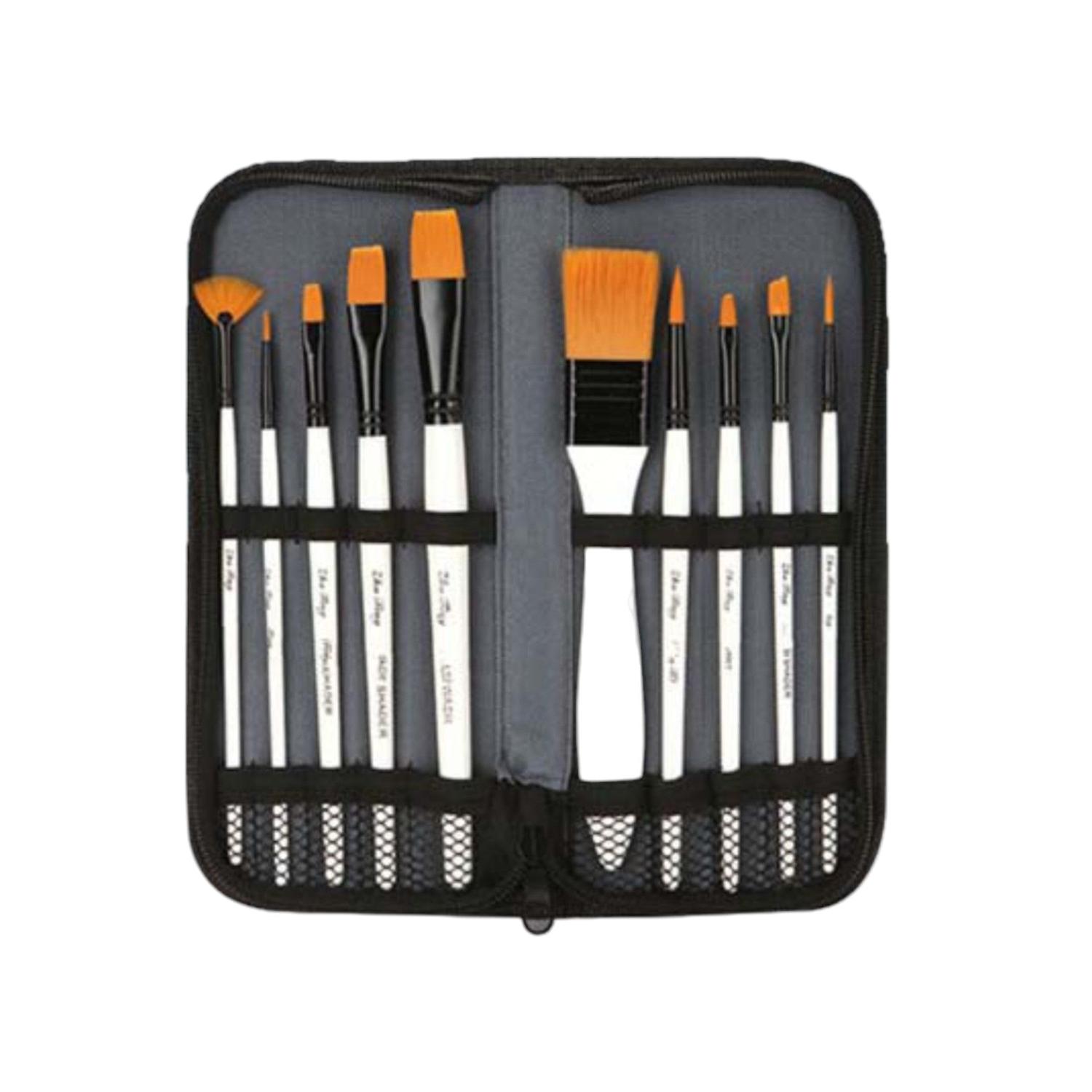 Estuche Con Un Set De 10 Pinceles Para Tecnica Acrilica