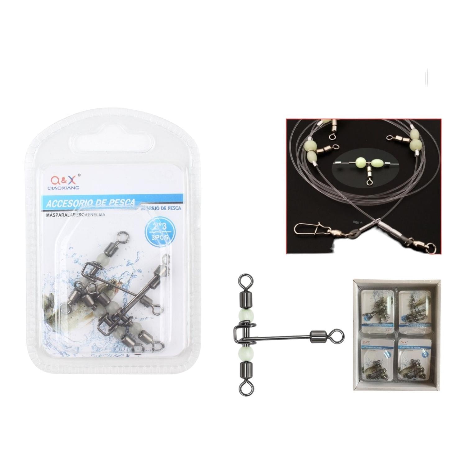 (Accesorios Para Artes De Pesca) Horquillas Estilo Americano Con Perlas Luminosas 2*3 3Pcs