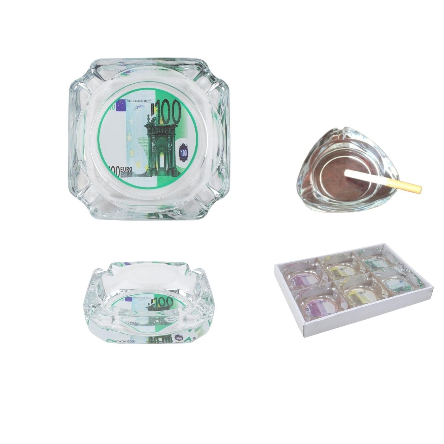 ?? Cenicero de Vidrio con Diseño de Billete Euro