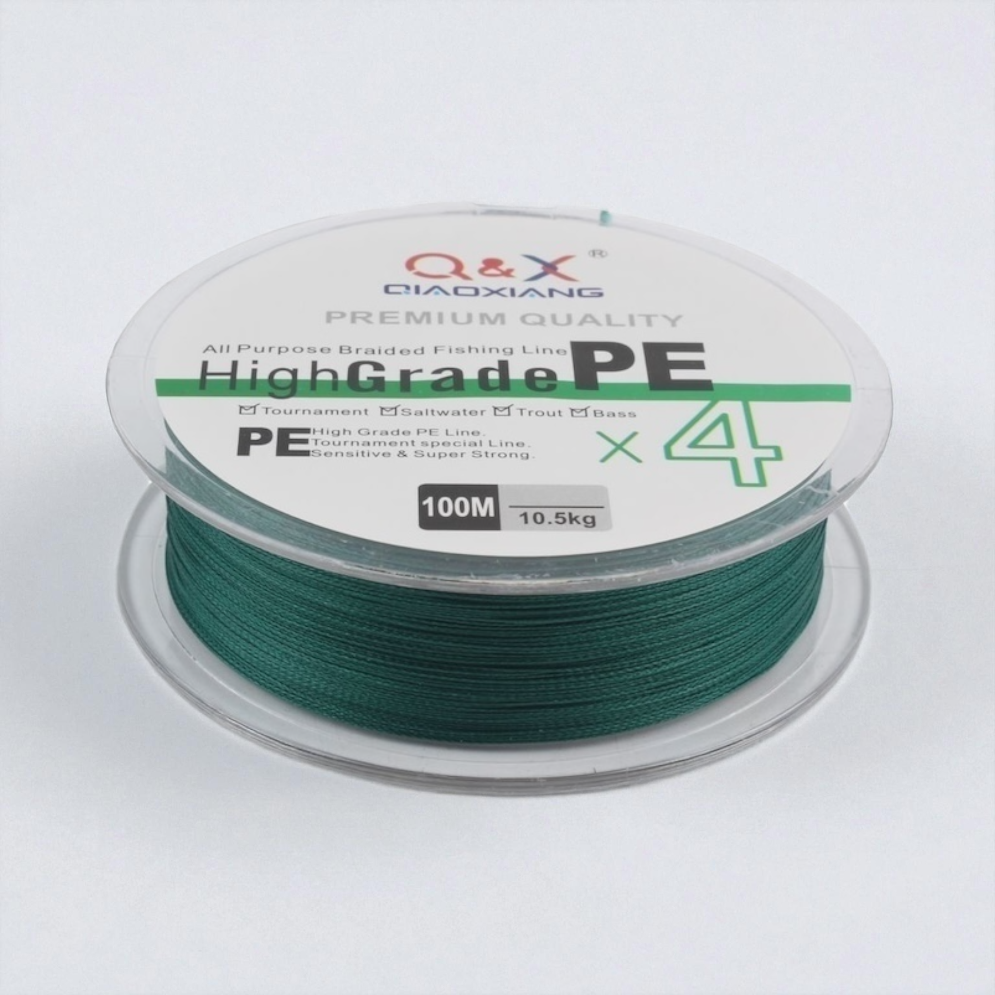 línea de pesca trenzada PE4X verde oscuro 0.10mm Qiaoxiang