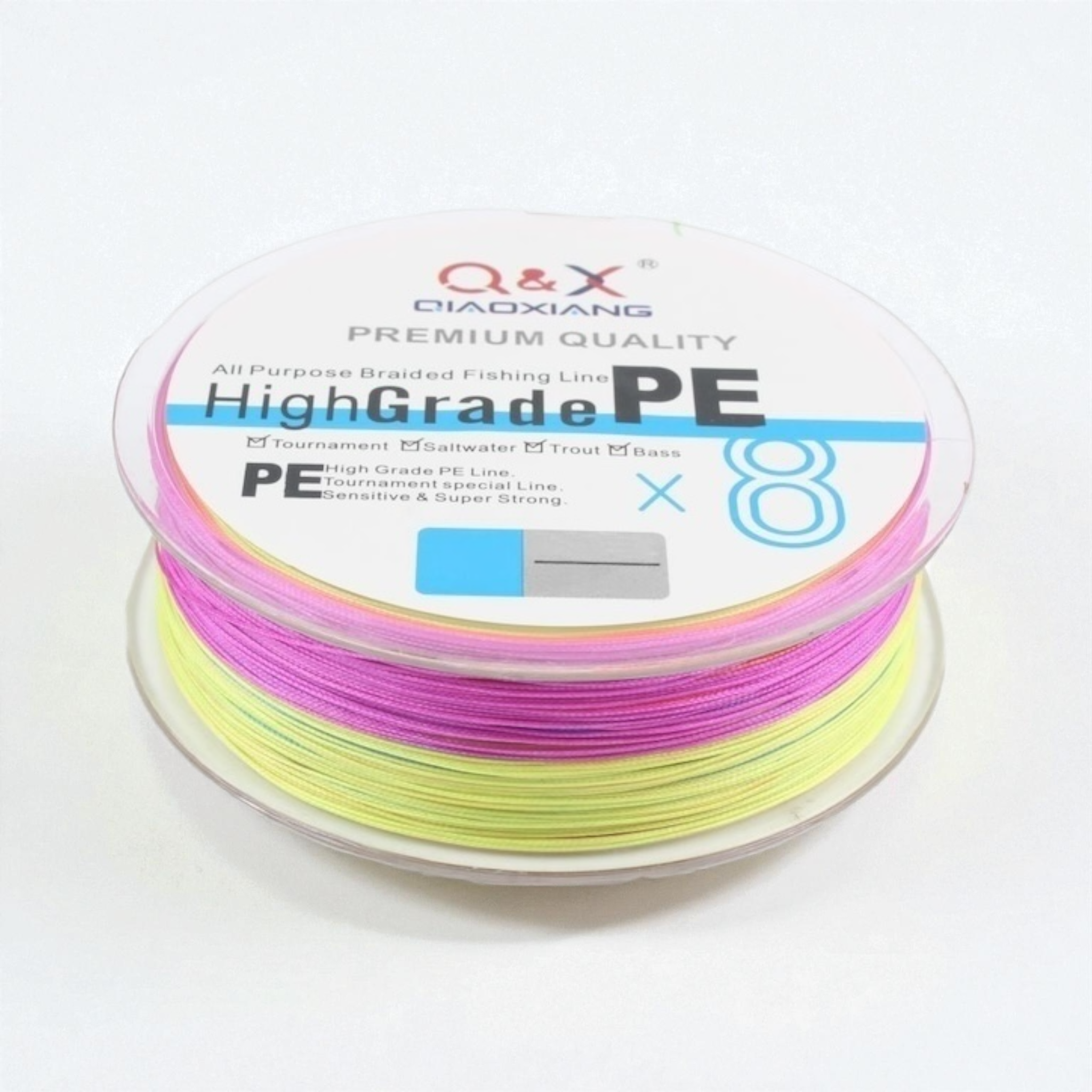 línea de pesca multifilamento 8X colorida 0.25mm Qiaoxiang