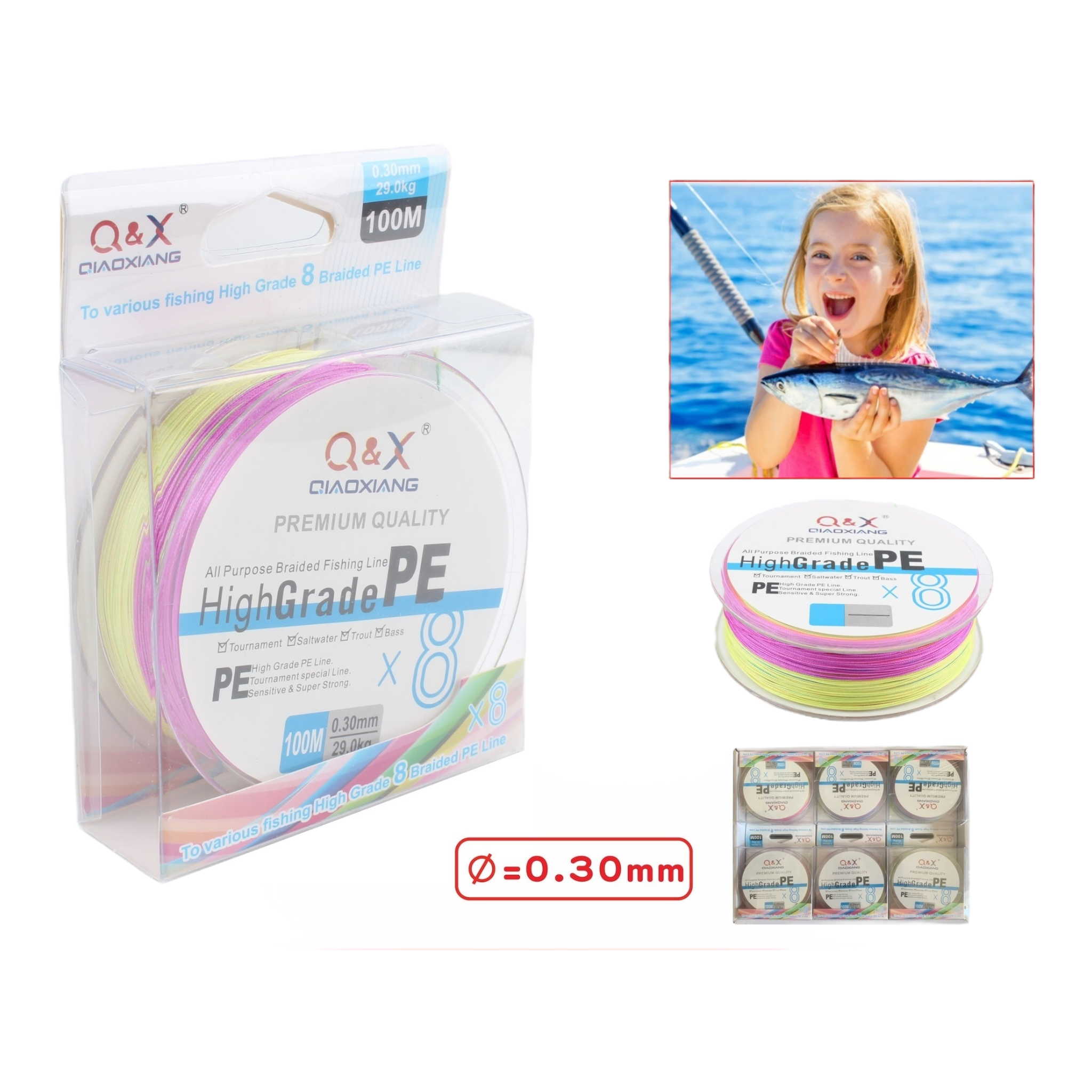 100M Línea Multifilamento 8X Color 0.30 mm