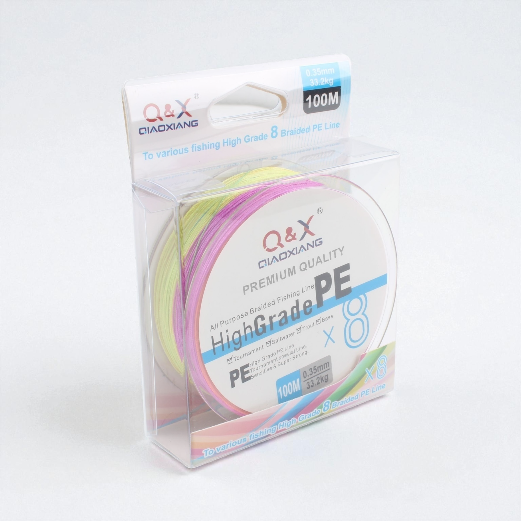 línea de pesca multifilamento 8X colorida 0.35mm Qiaoxiang