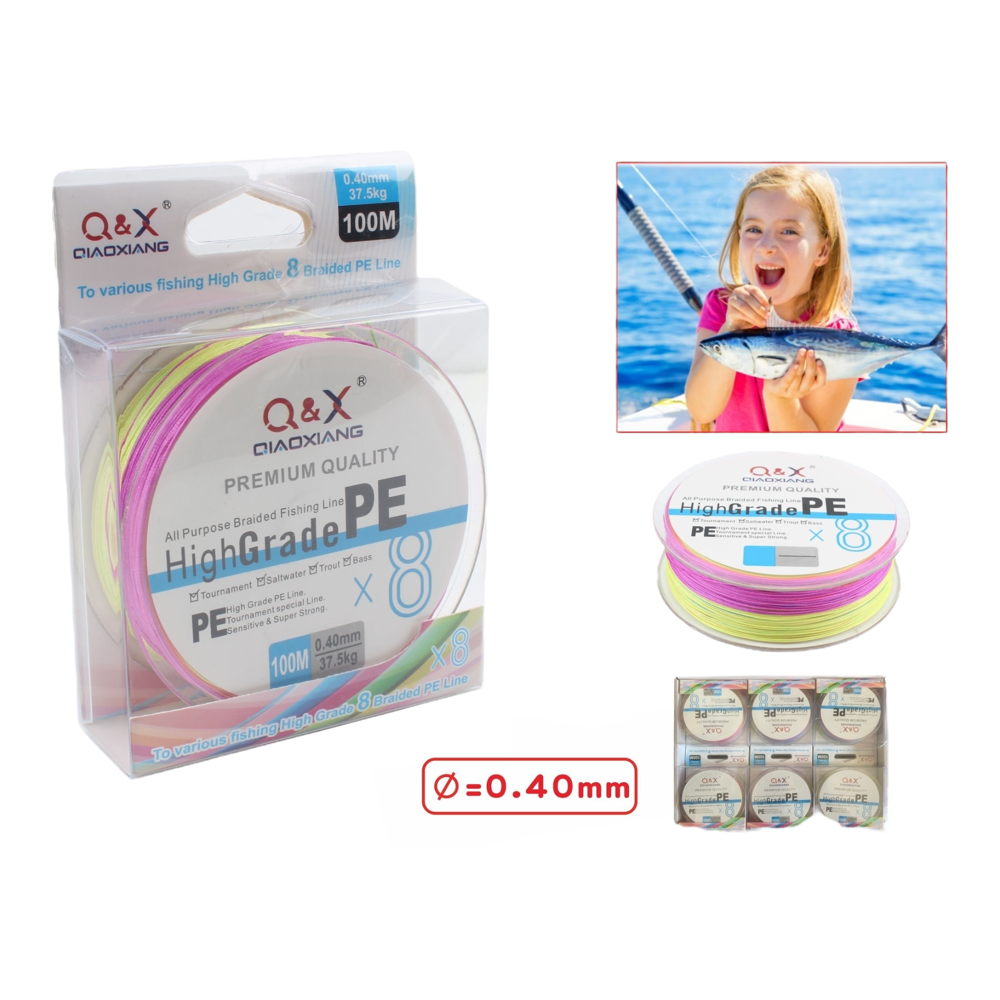 100M Línea Multifilamento 8X Color 0.40 mm