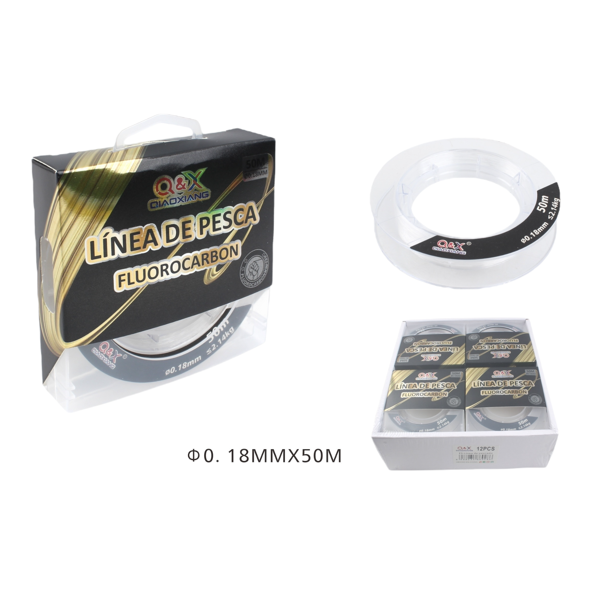 50M Línea de Fluorocarbono 0.18 mm