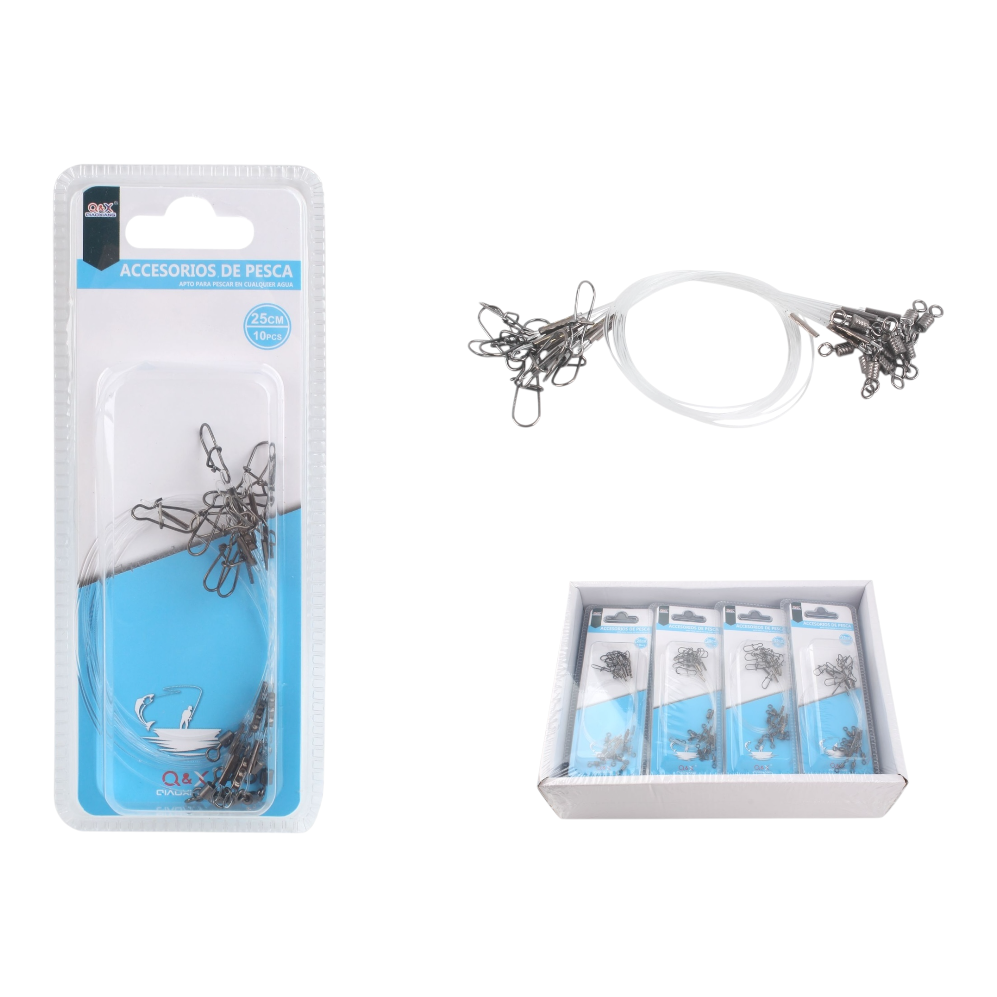 Línea con Nudo de Nylon 25 cm (10 pcs)