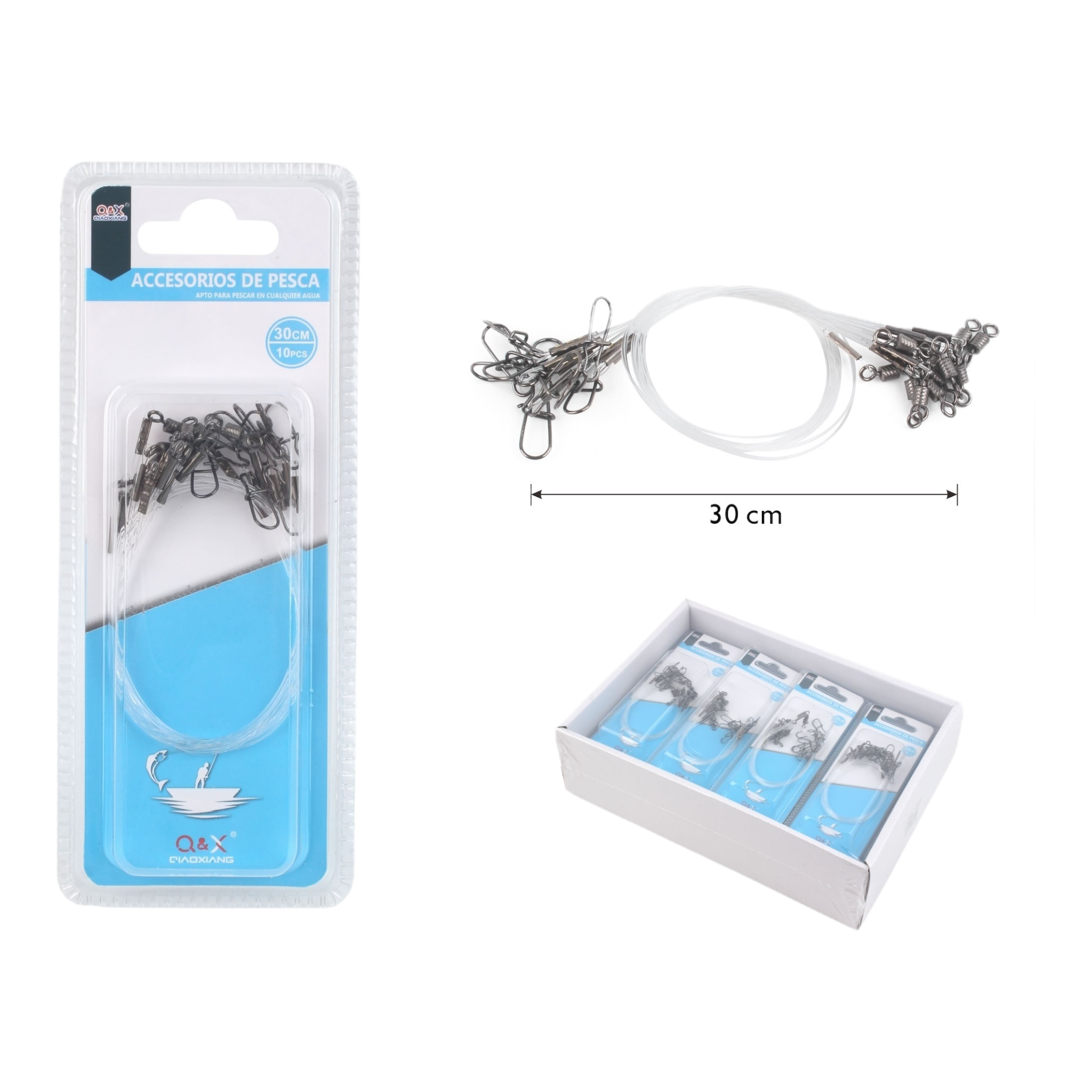 Línea con Nudo de Nylon 30 cm (10 pcs)