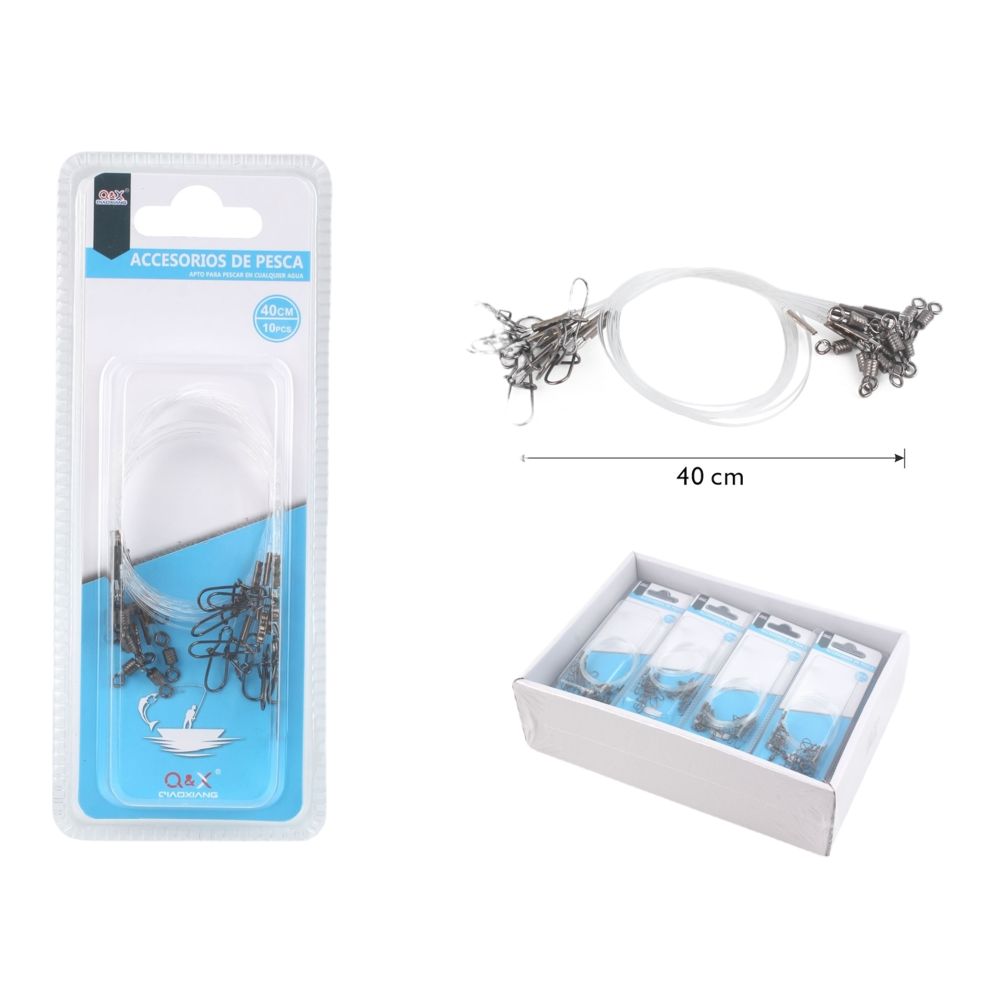 Línea con Nudo de Nylon 40 cm (10 pcs)