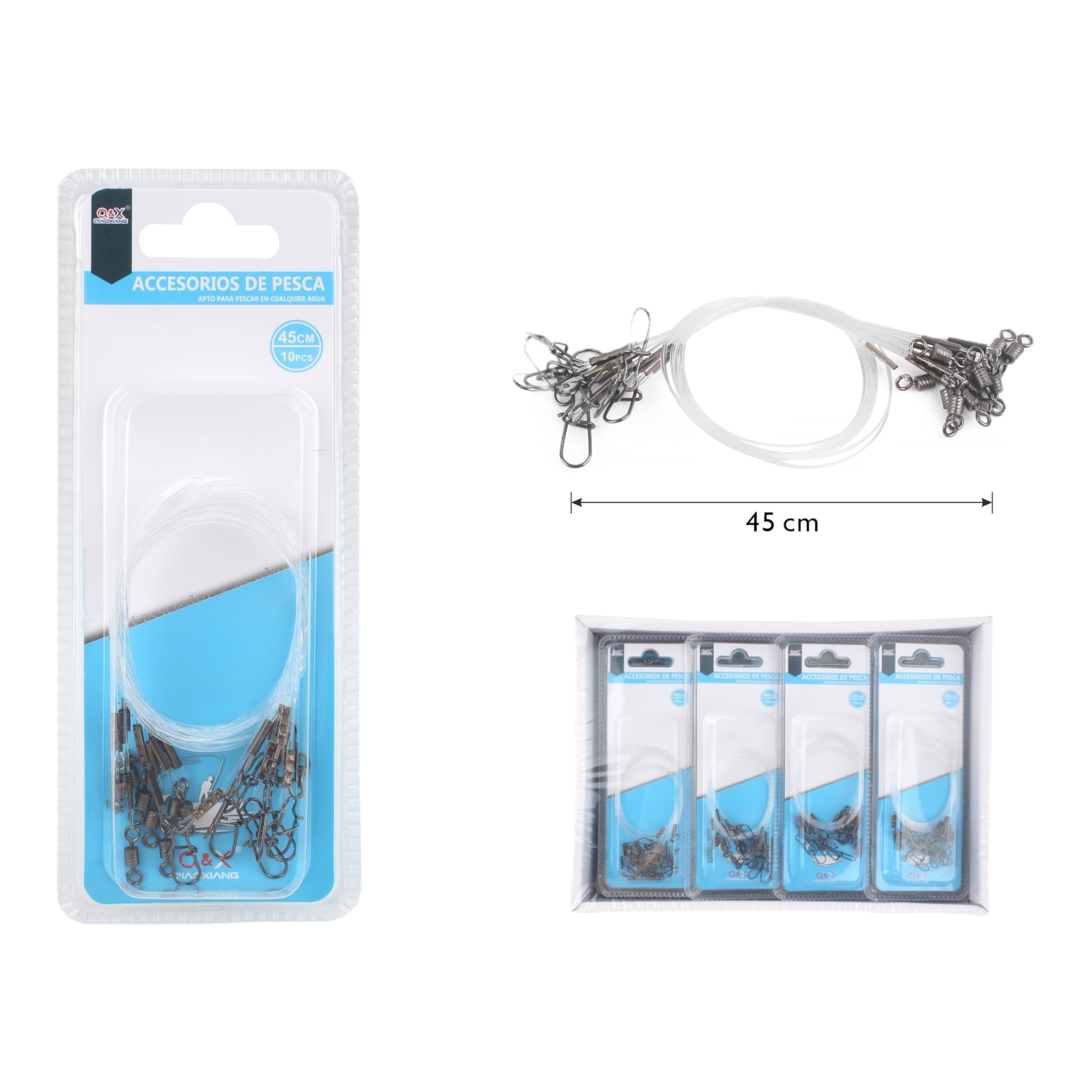 Línea con Nudo de Nylon 45 cm (10 pcs)