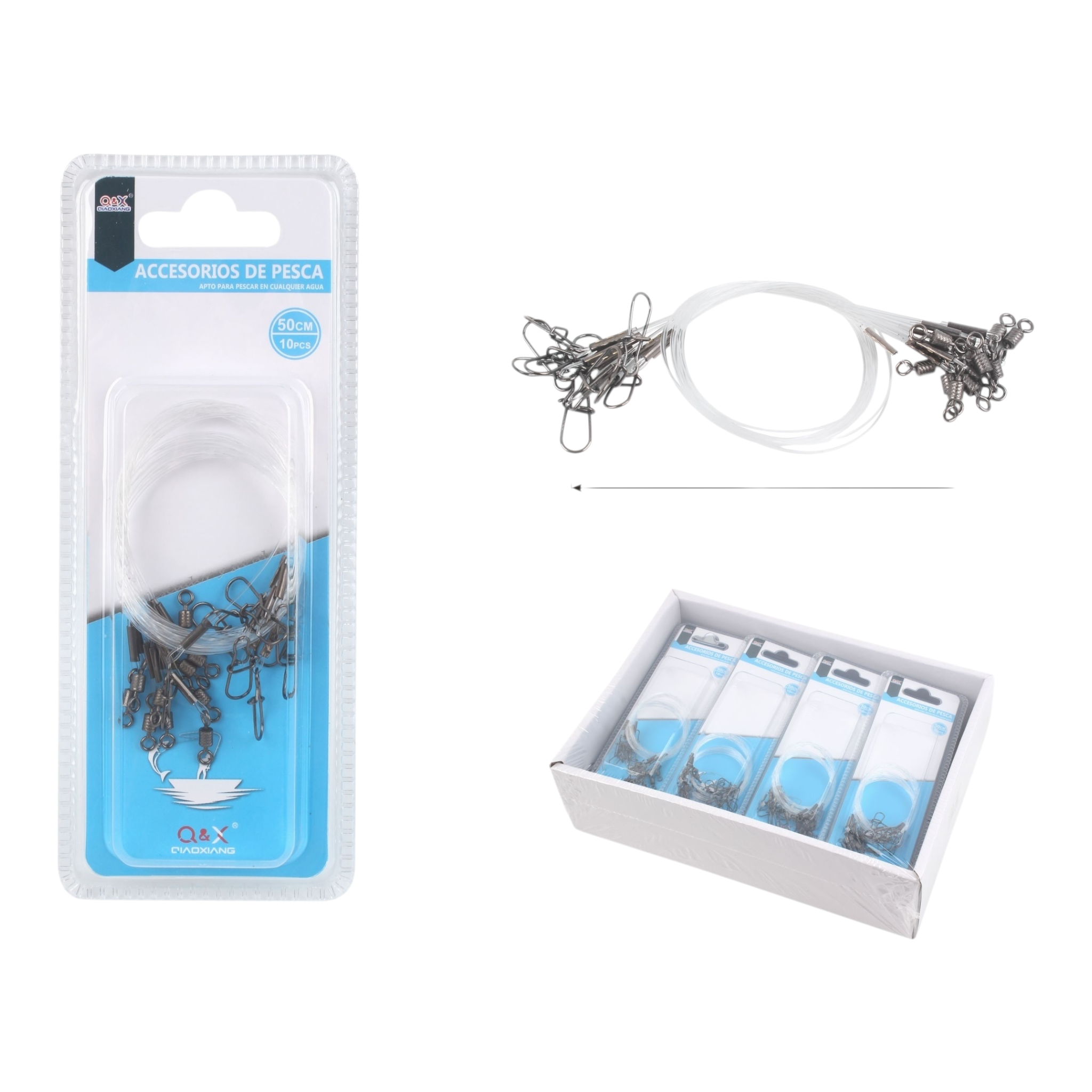 Línea con Nudo de Nylon 50 cm (10 pcs)