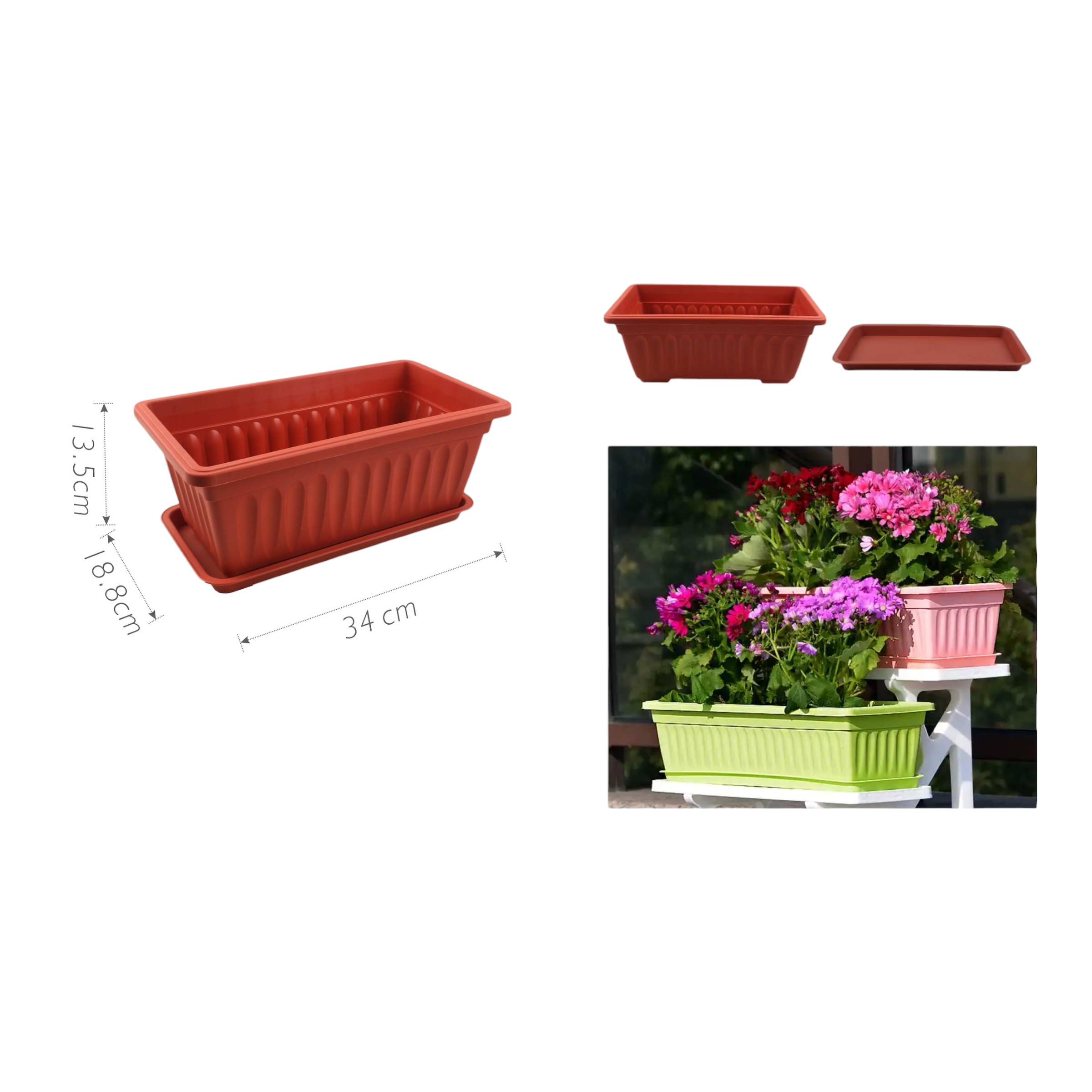 Macetero plástico AB8002 34×18.8×13.5 cm