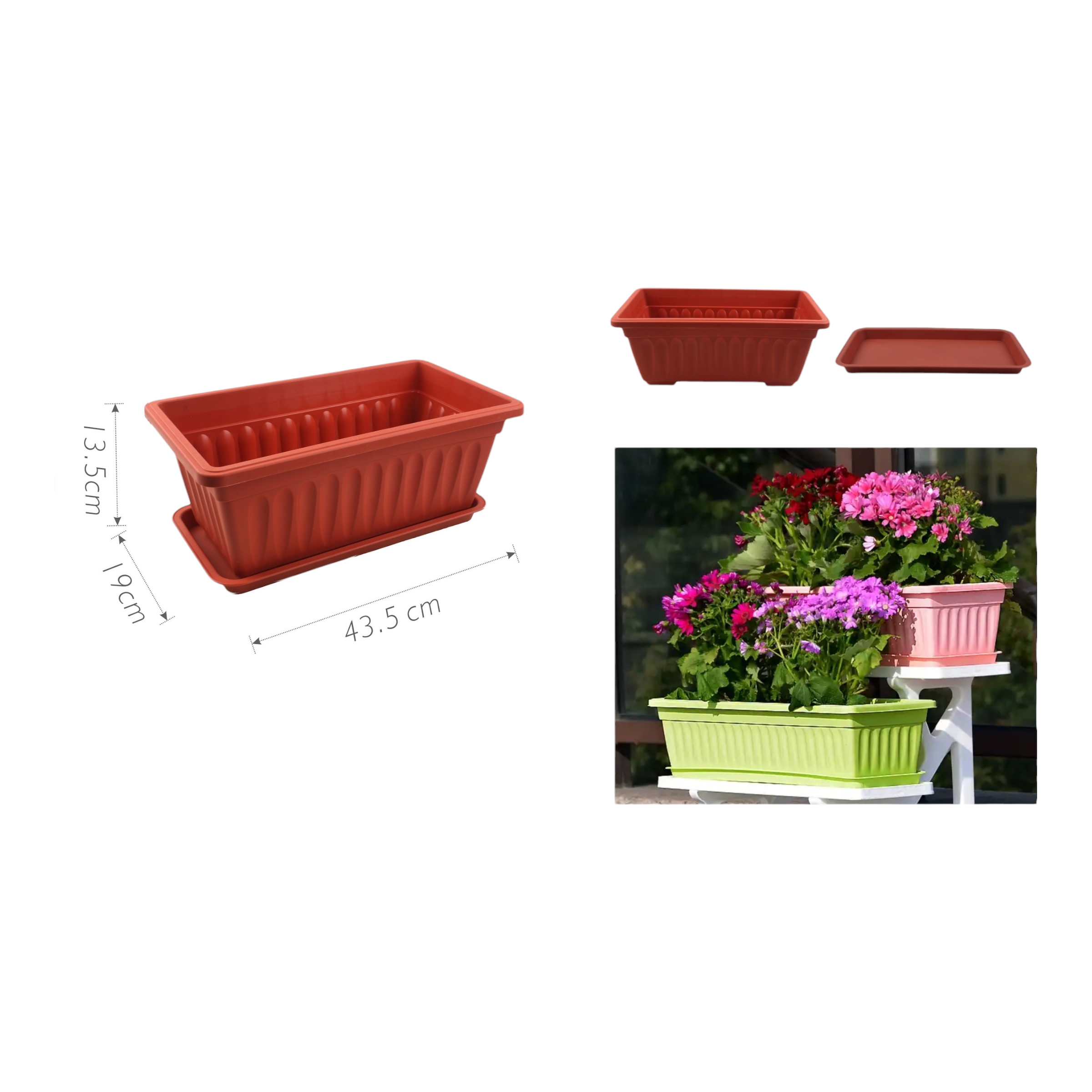 Macetero plástico AB8003 43.5×19×13.5 cm