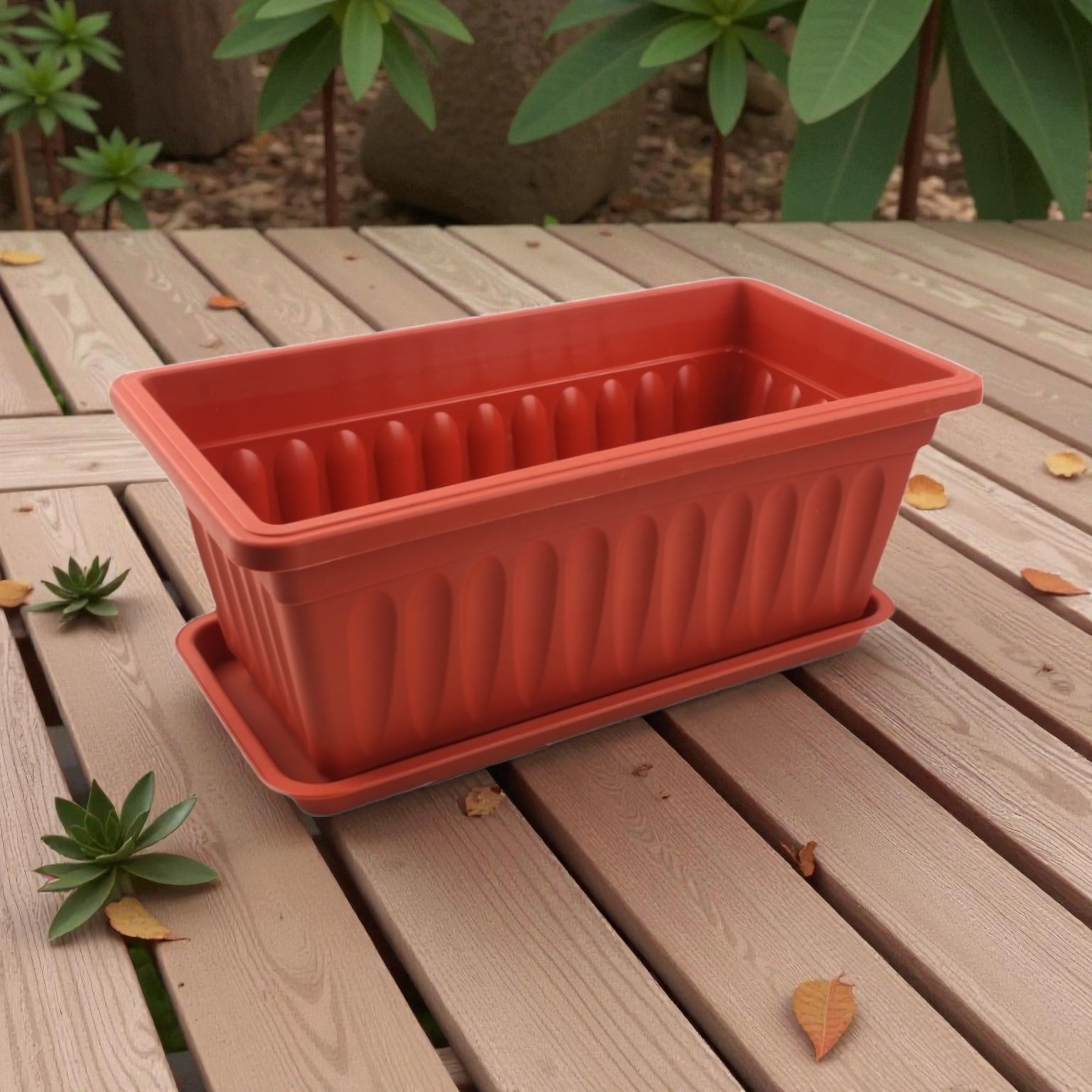 Macetero plástico AB8005 49.5×20×14 cm maceta decorativa para jardín y hogar