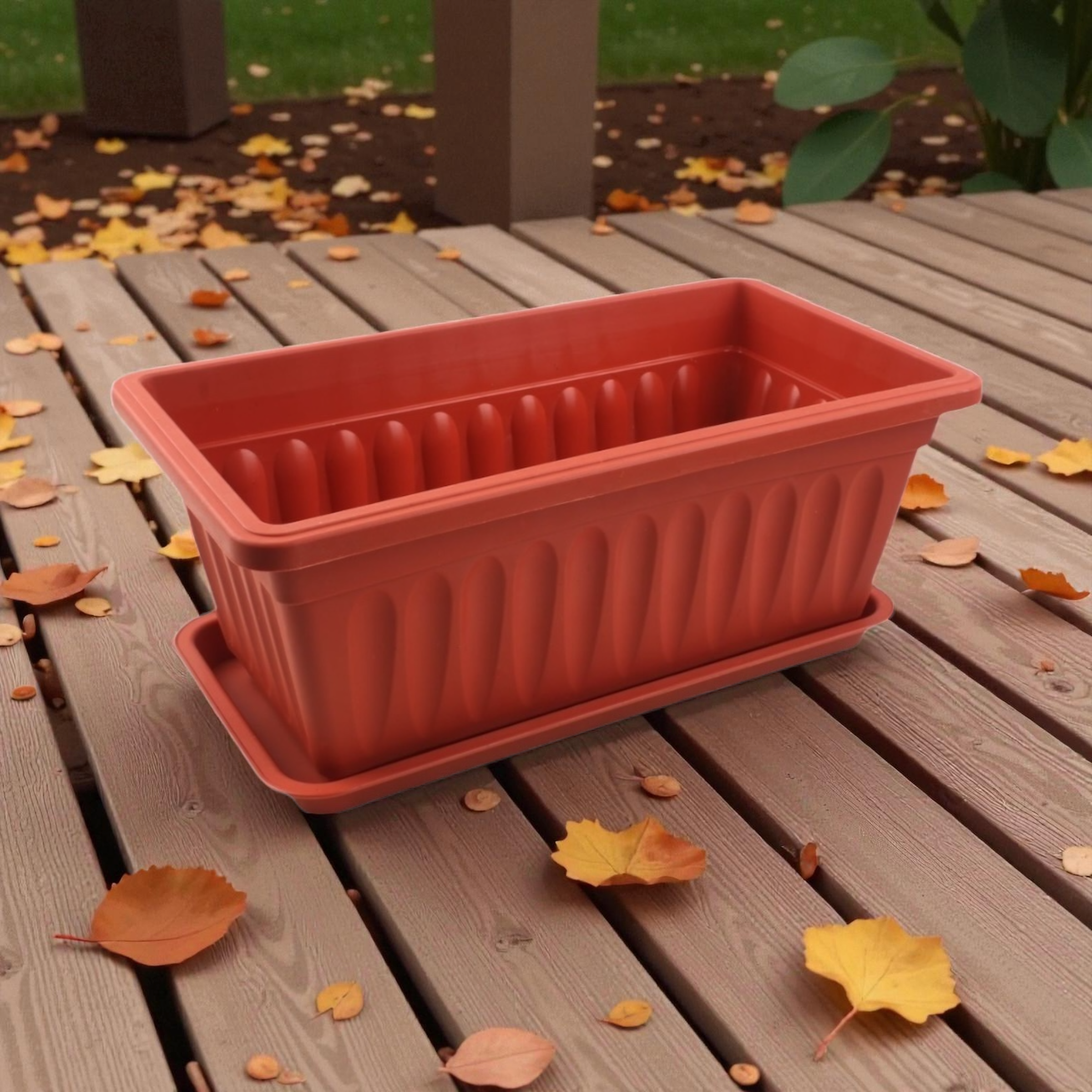 Macetero plástico AB8006 59×20.5×14 cm maceta decorativa para jardín y hogar