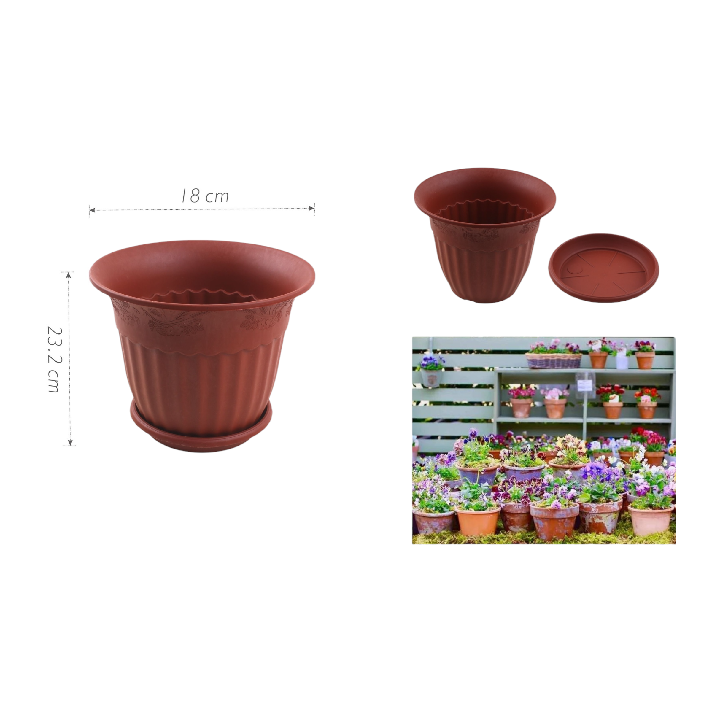Macetero plástico HDJ-3002 23.2×18 cm
