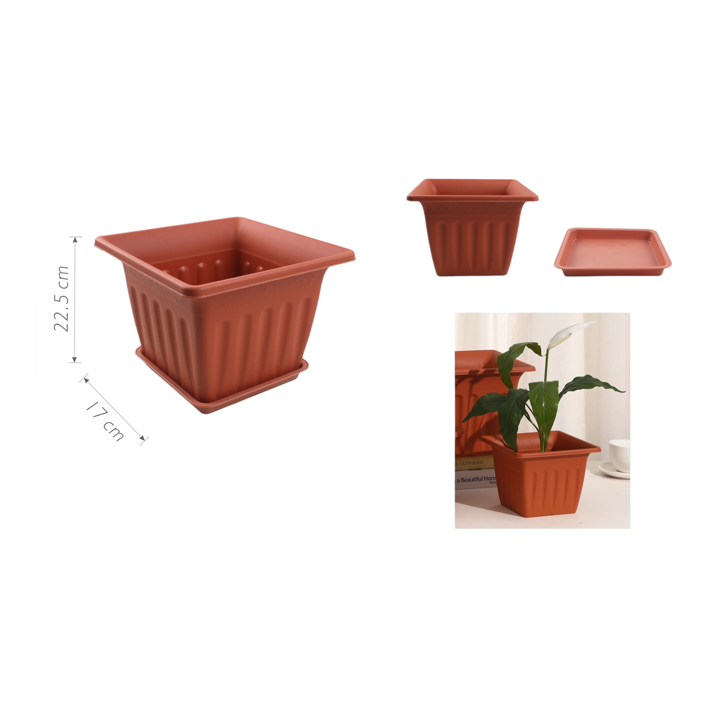 Macetero plástico HG-8002 22.5×17 cm