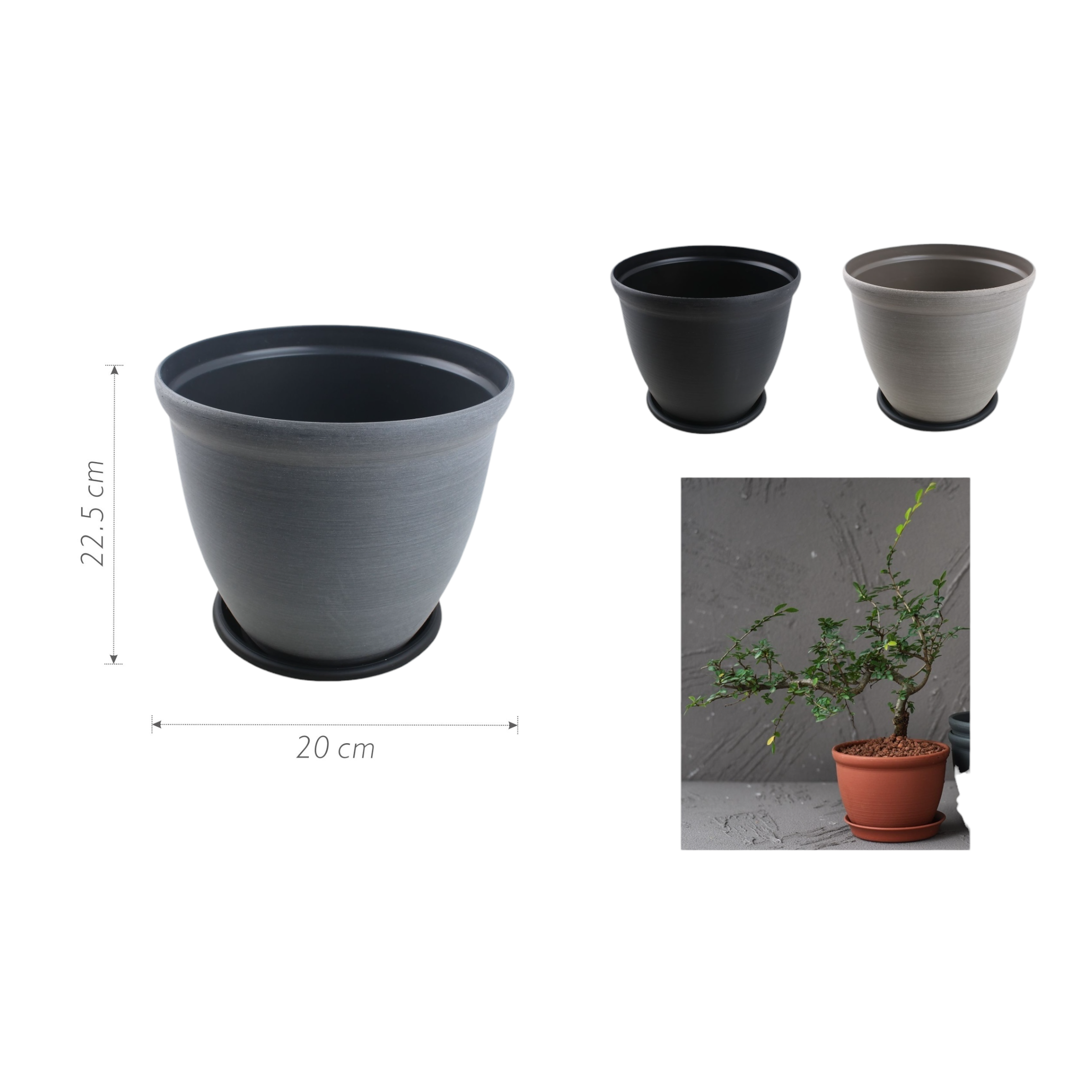 Macetero plástico 6110LS 22.5×20 cm