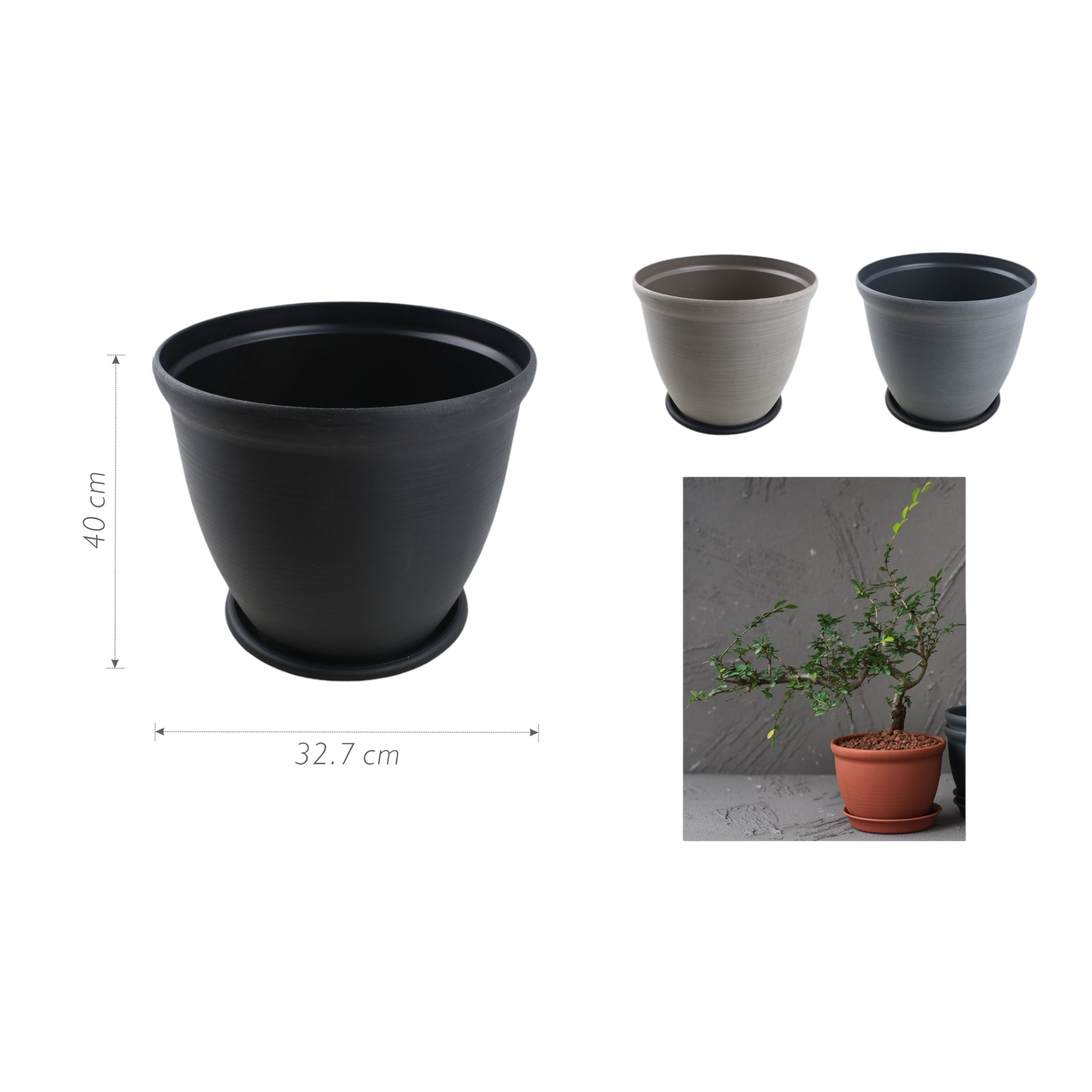 Macetero plástico 6113LS 40×32.7 cm