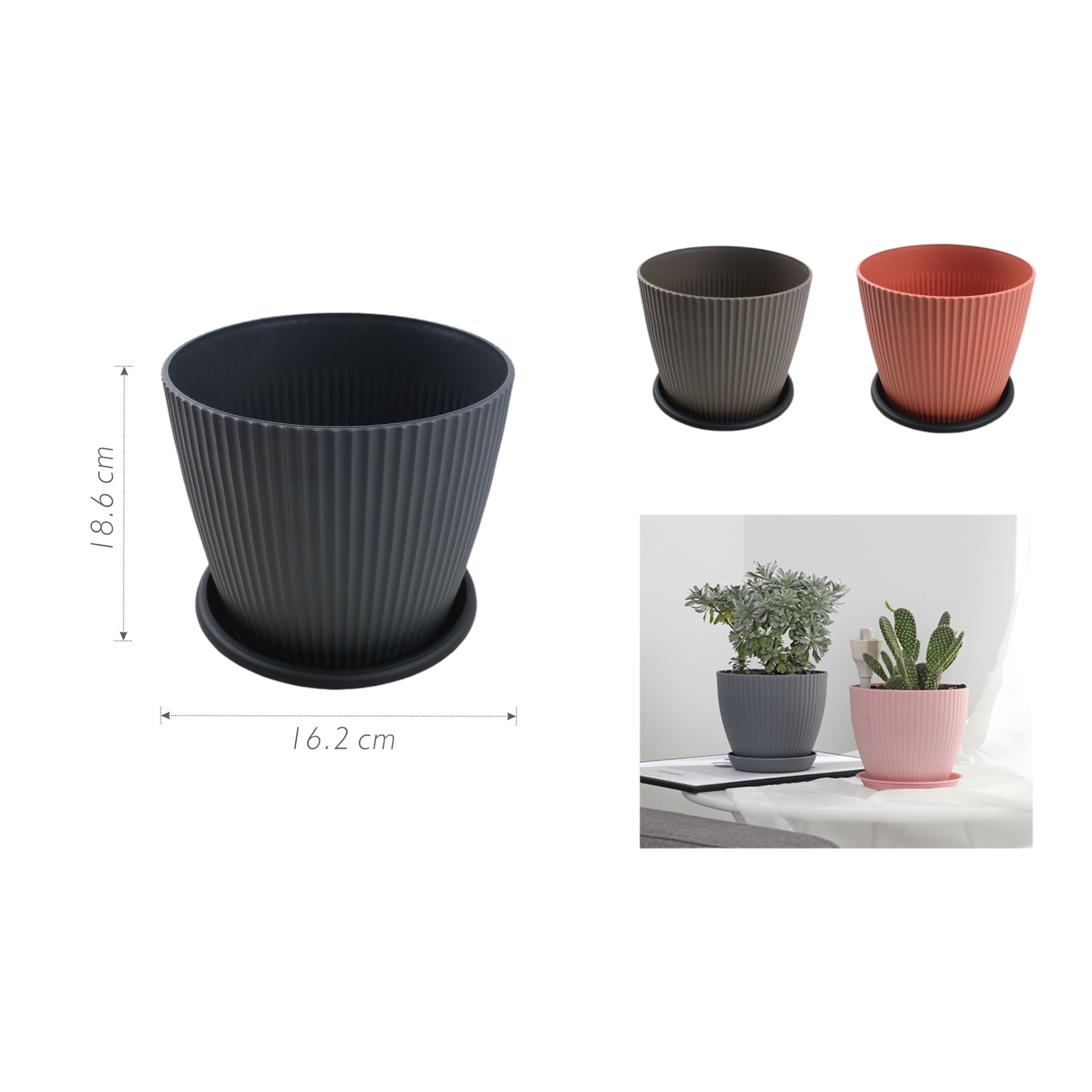 Macetero plástico AW-190C 18.6×16.2 cm