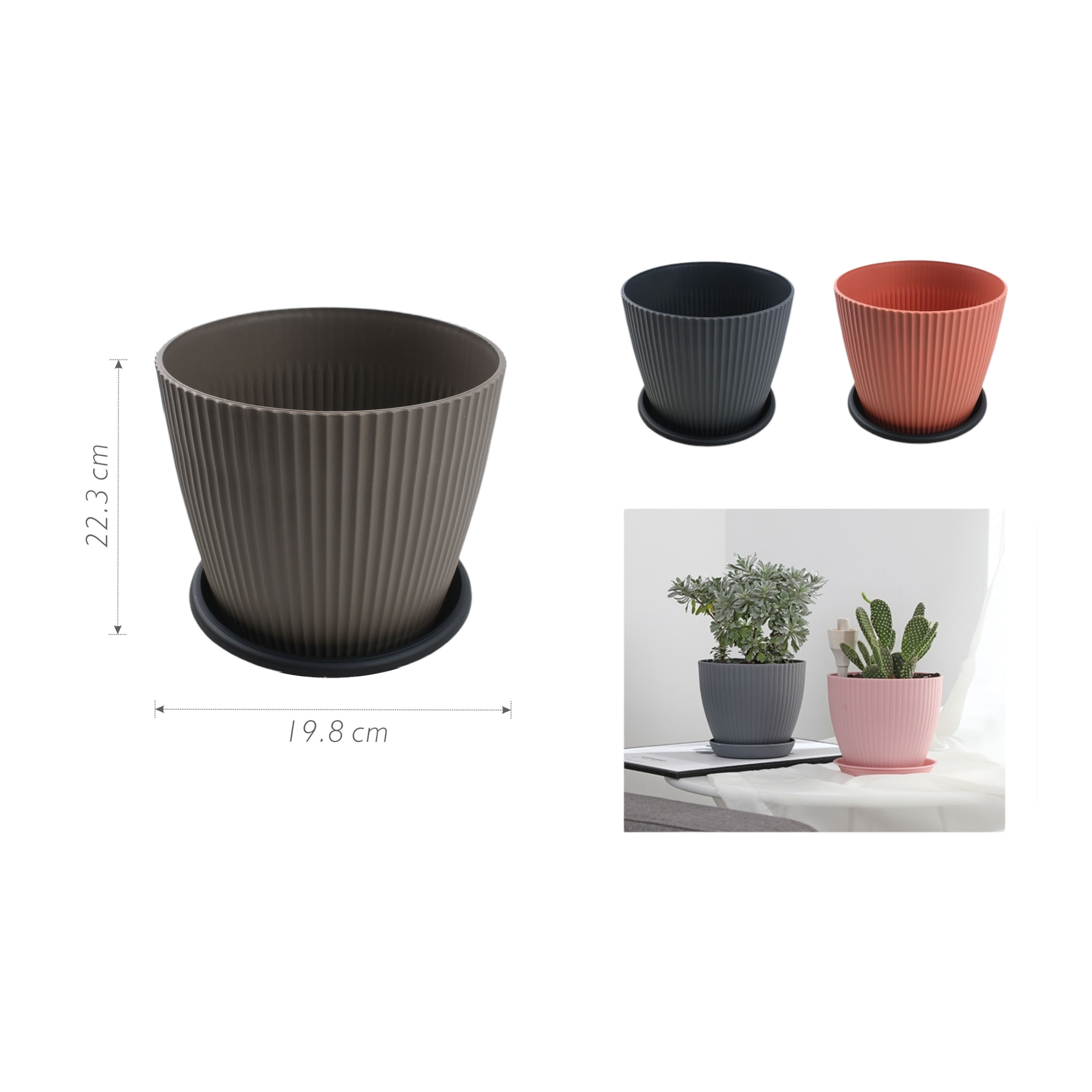 Macetero plástico AW-230C 22.3×19.8 cm