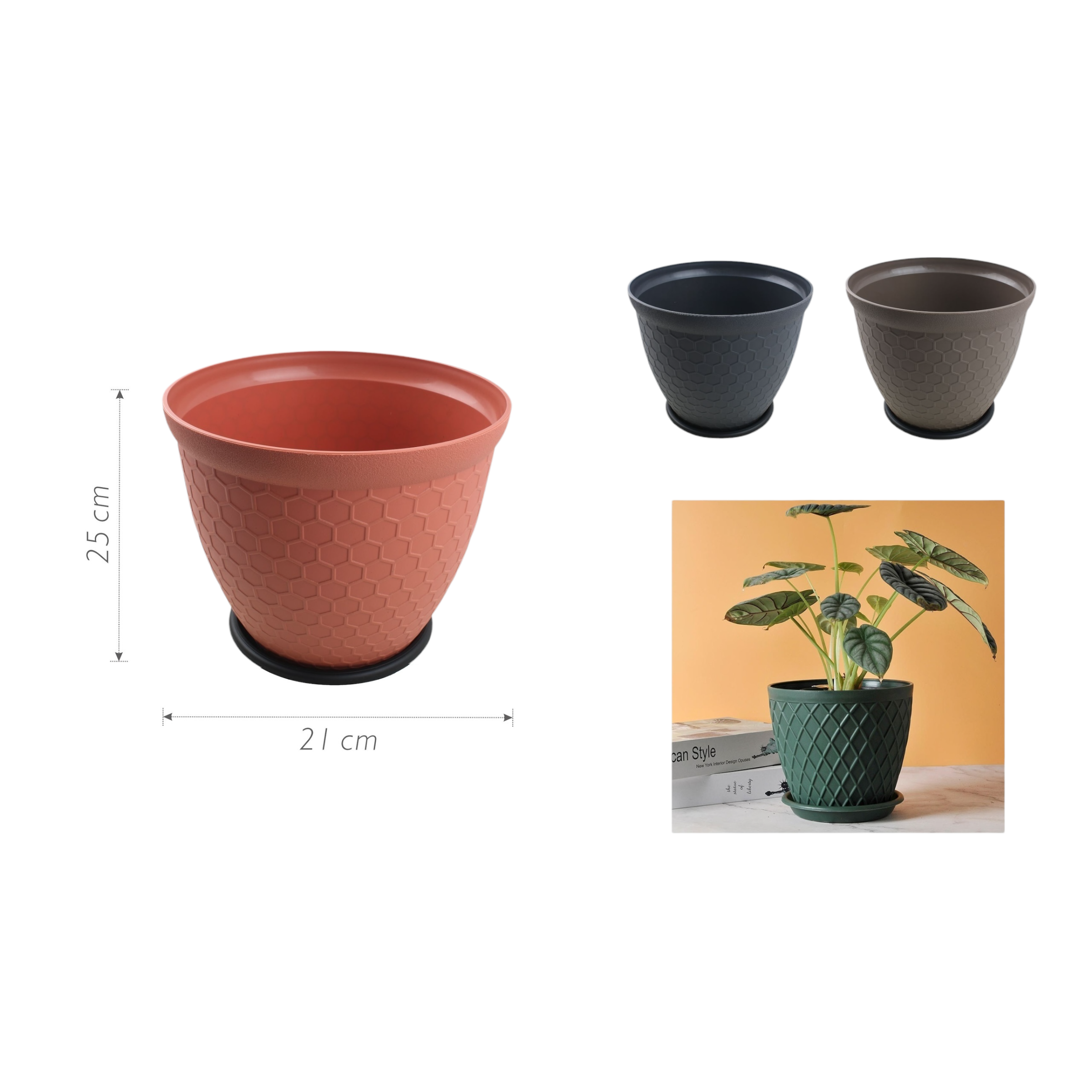 Macetero plástico FW-6210C 25×21 cm