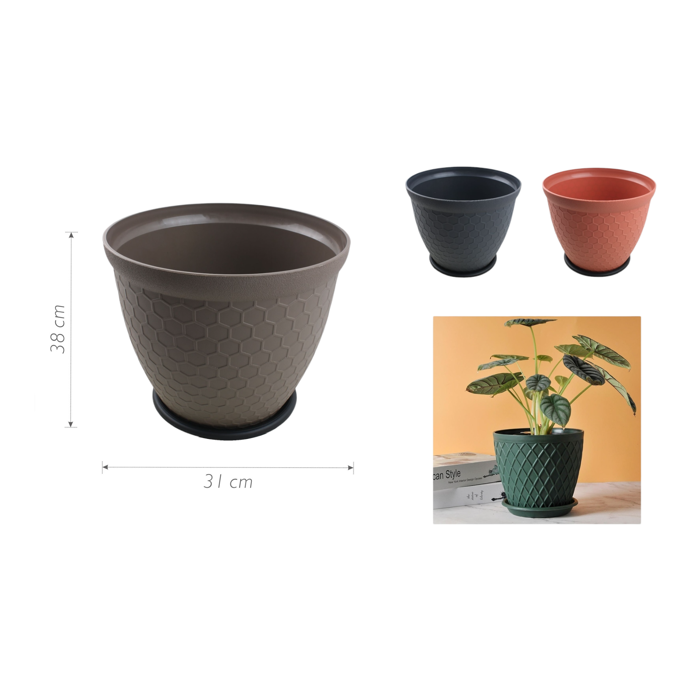 Macetero plástico FW-6212C 38×31 cm