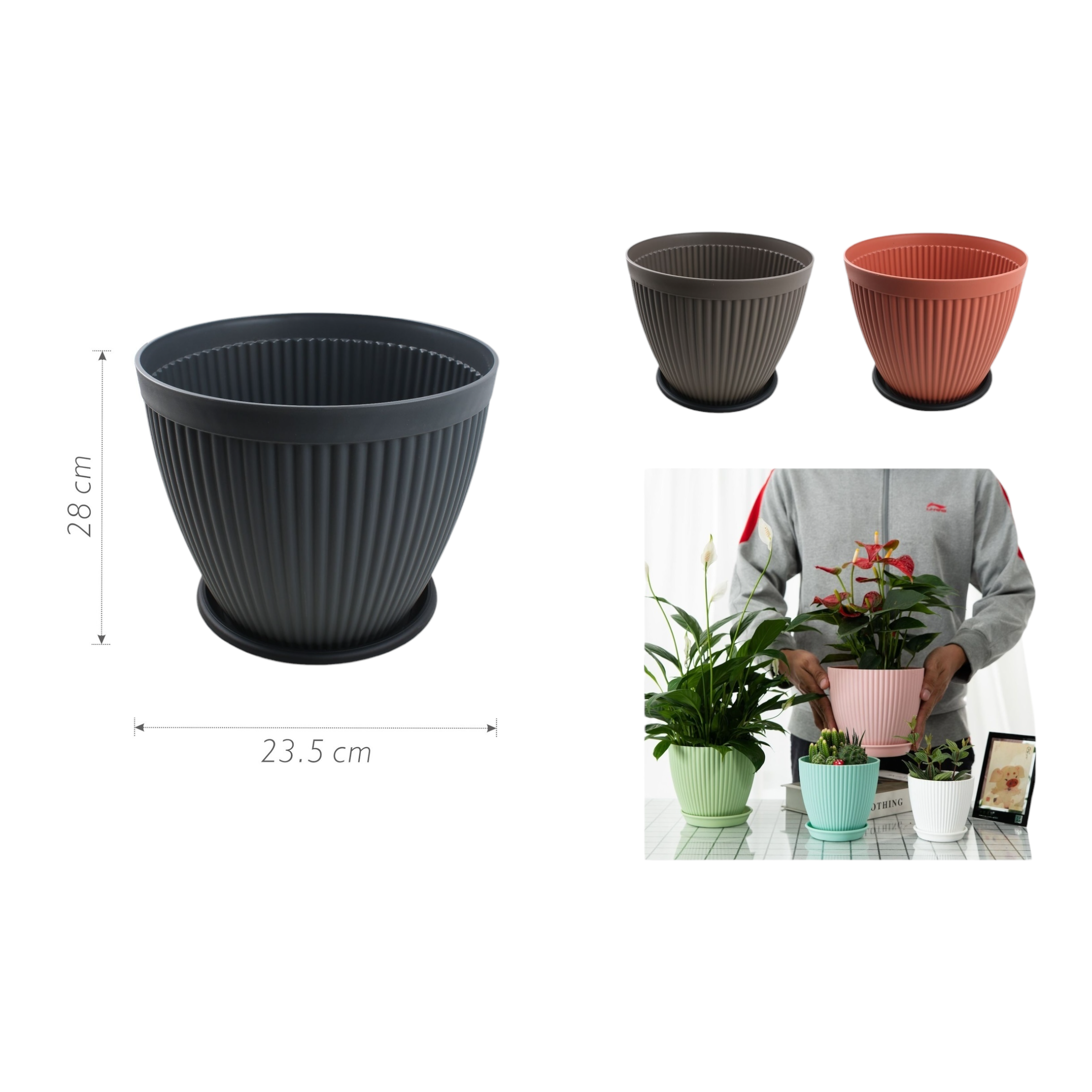 Macetero plástico TW-280C 28×23.5 cm