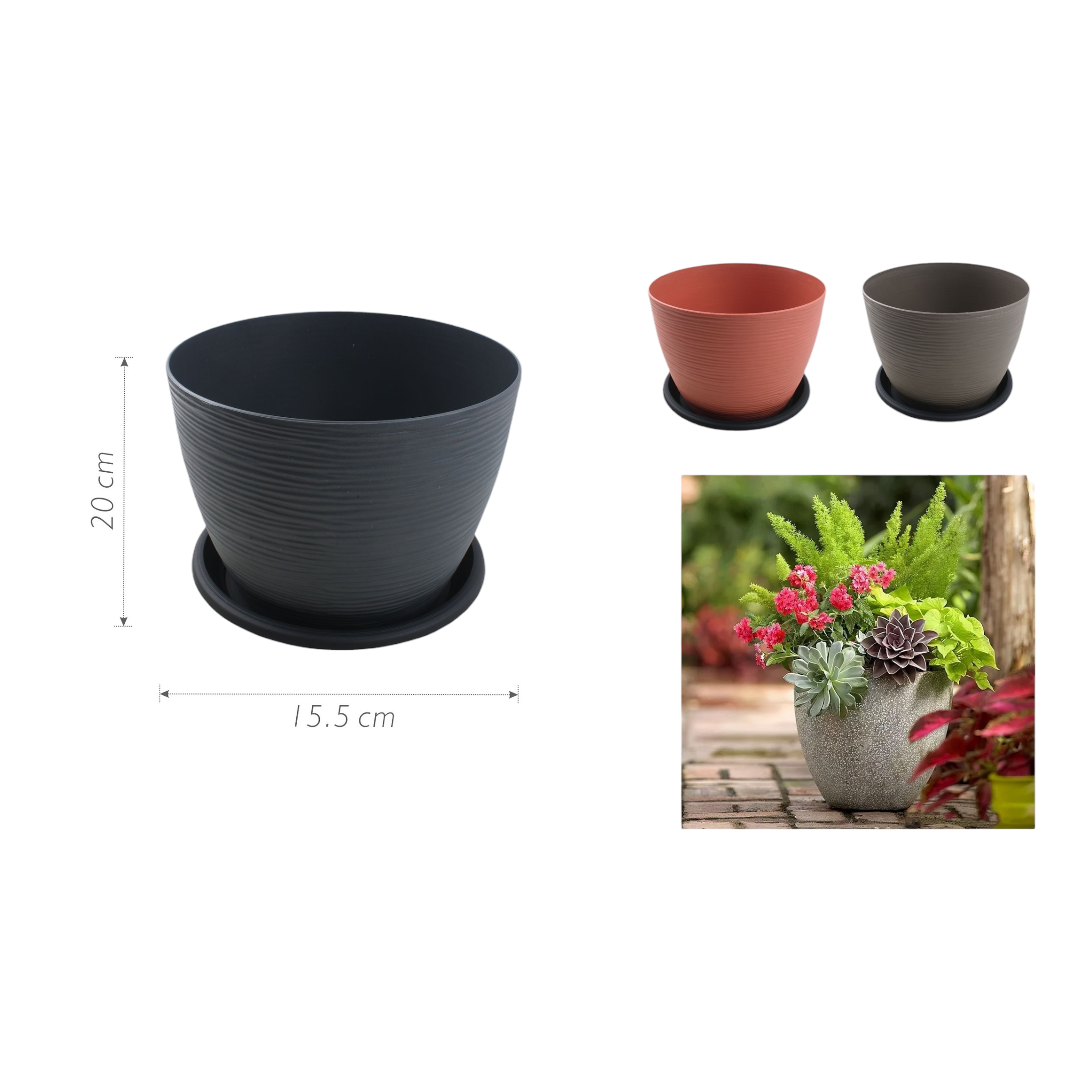 Macetero plástico QX-000C 20×15.5 cm