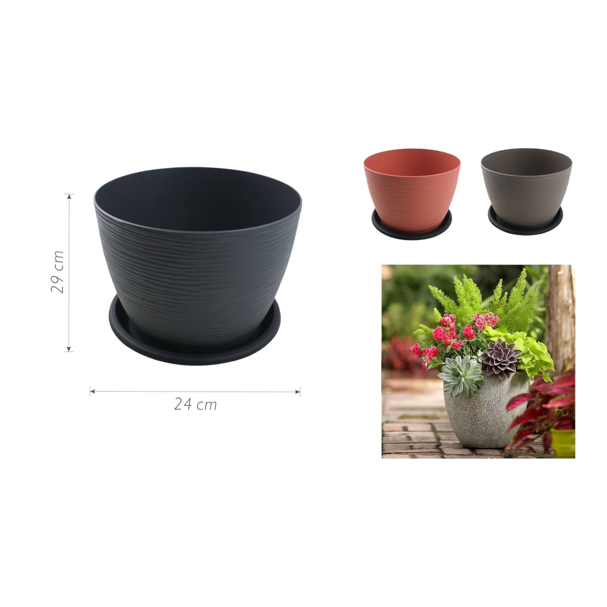 Macetero plástico QX-001C 29×24 cm