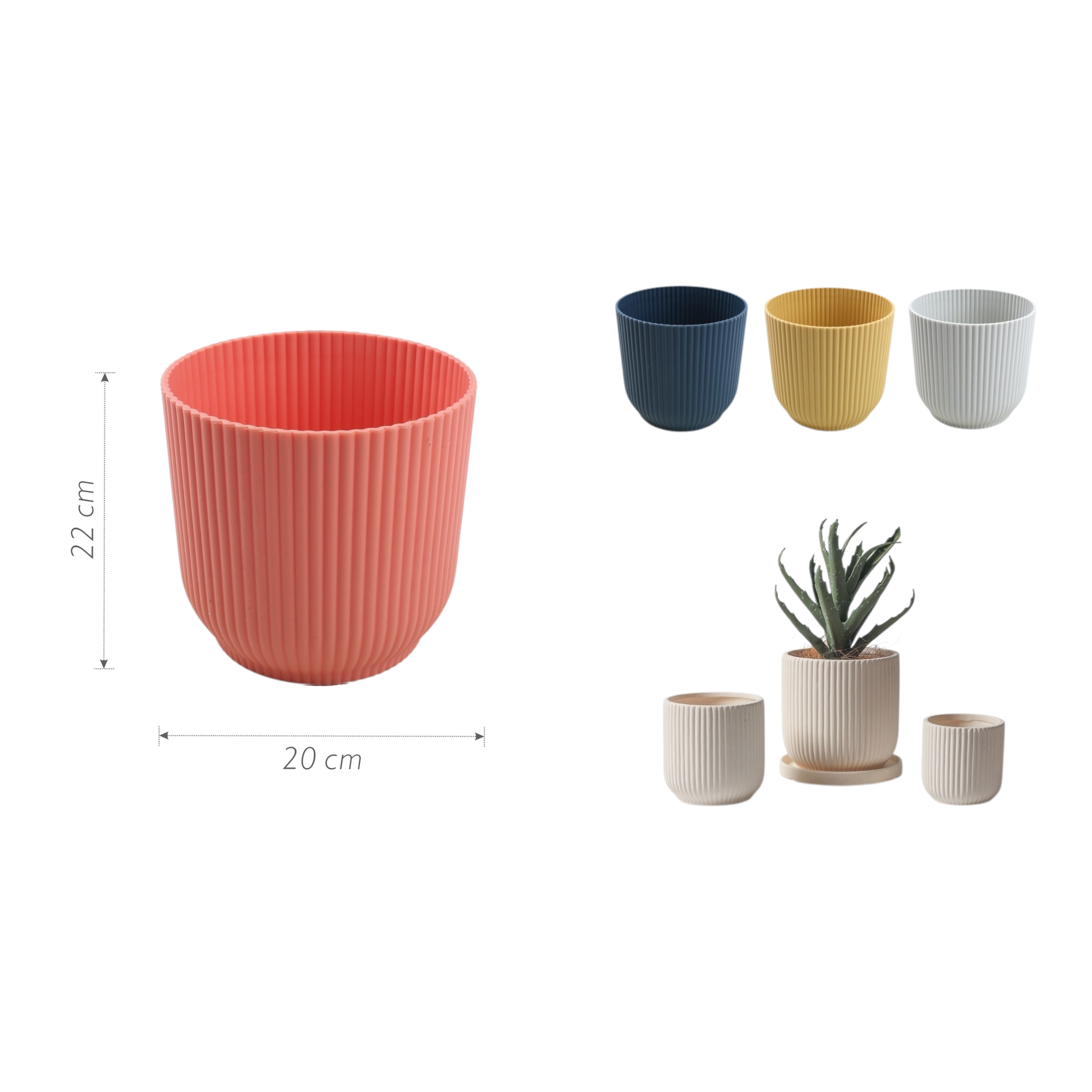 Macetero plástico TW-4C 22×20 cm